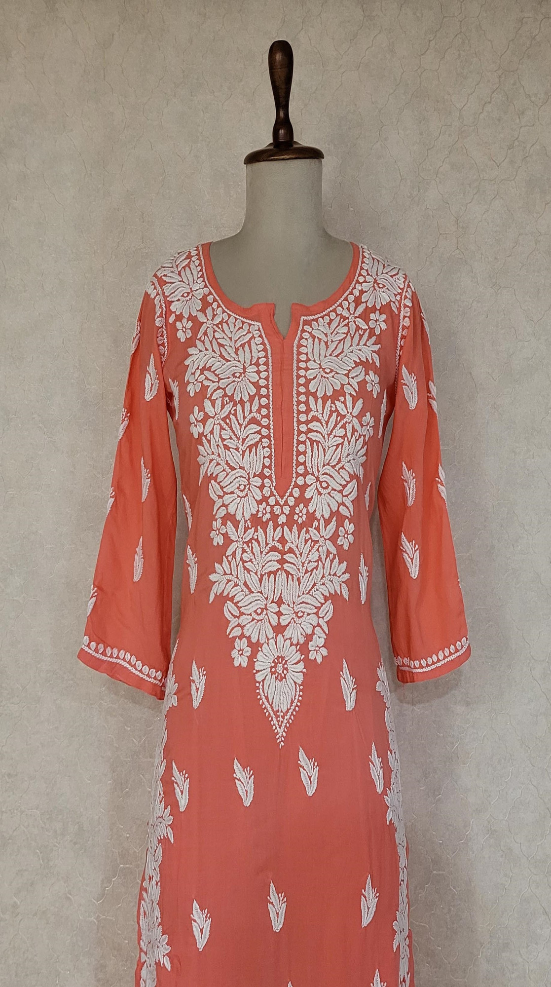 Peach Modal Cotton Chikankari Kurta & Pant Set