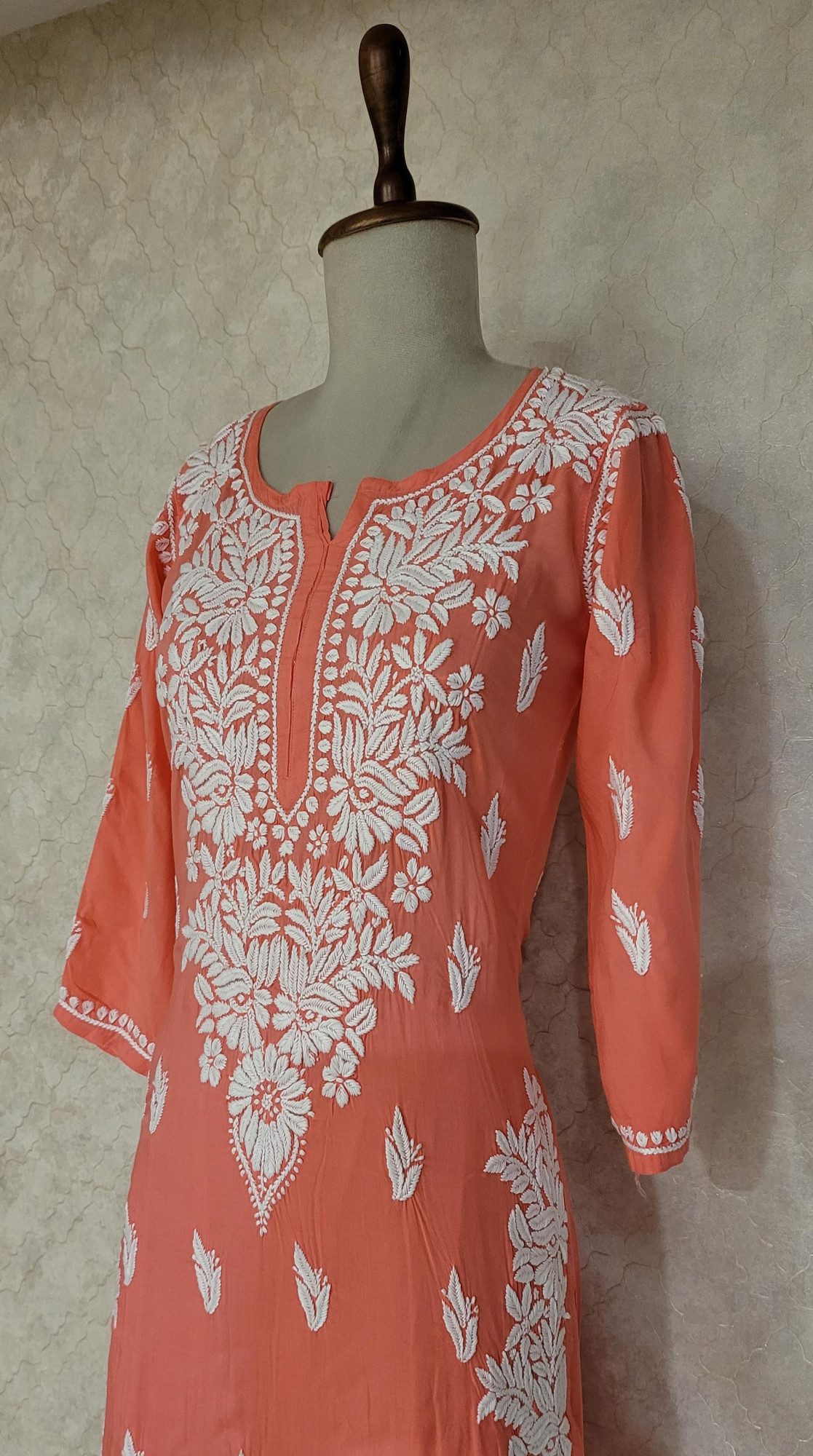Peach Modal Cotton Chikankari Kurta & Pant Set