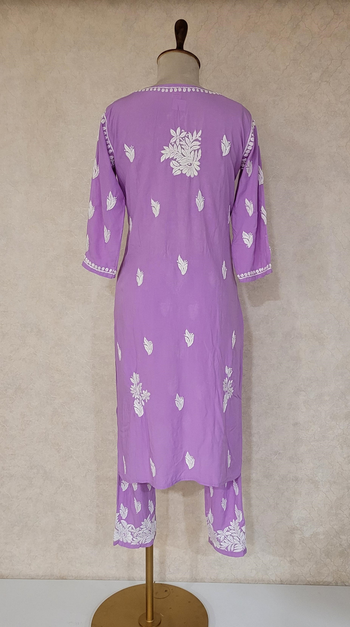 Lavender Modal Cotton Chikankari Kurta & Pant Set