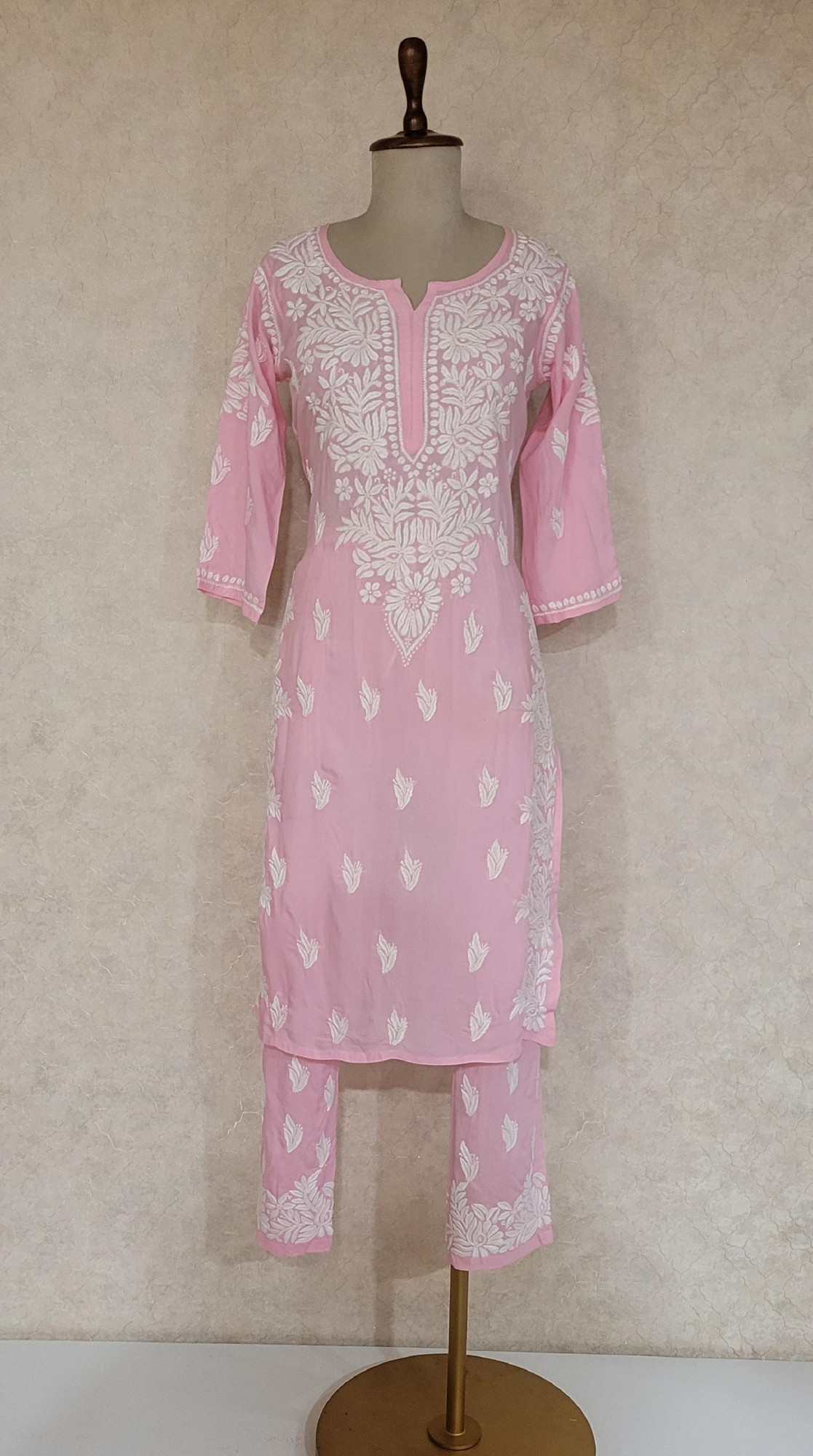 Baby Pink Modal Cotton Chikankari Kurta & Pant Set