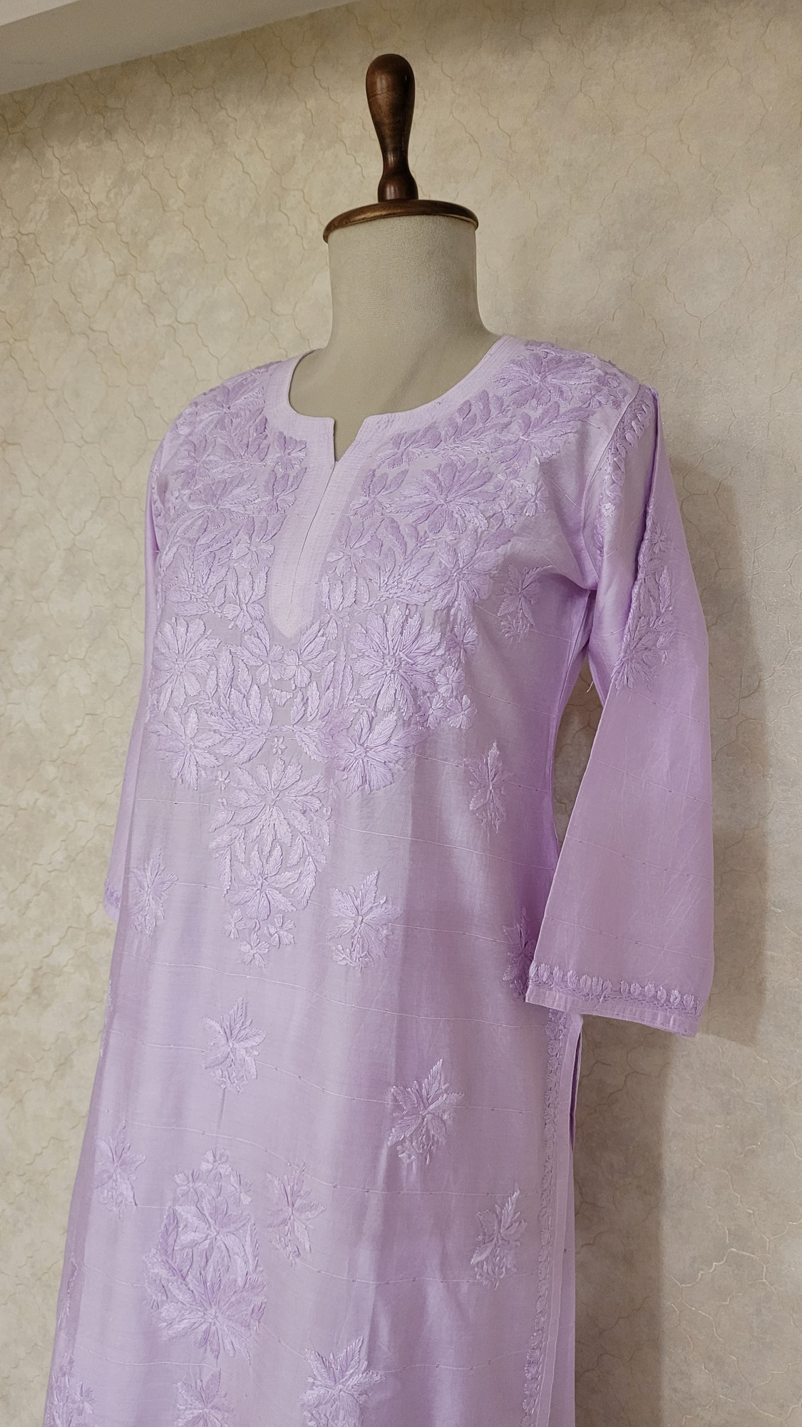 Lavender Chanderi Chikankari Kurta & Pant Set