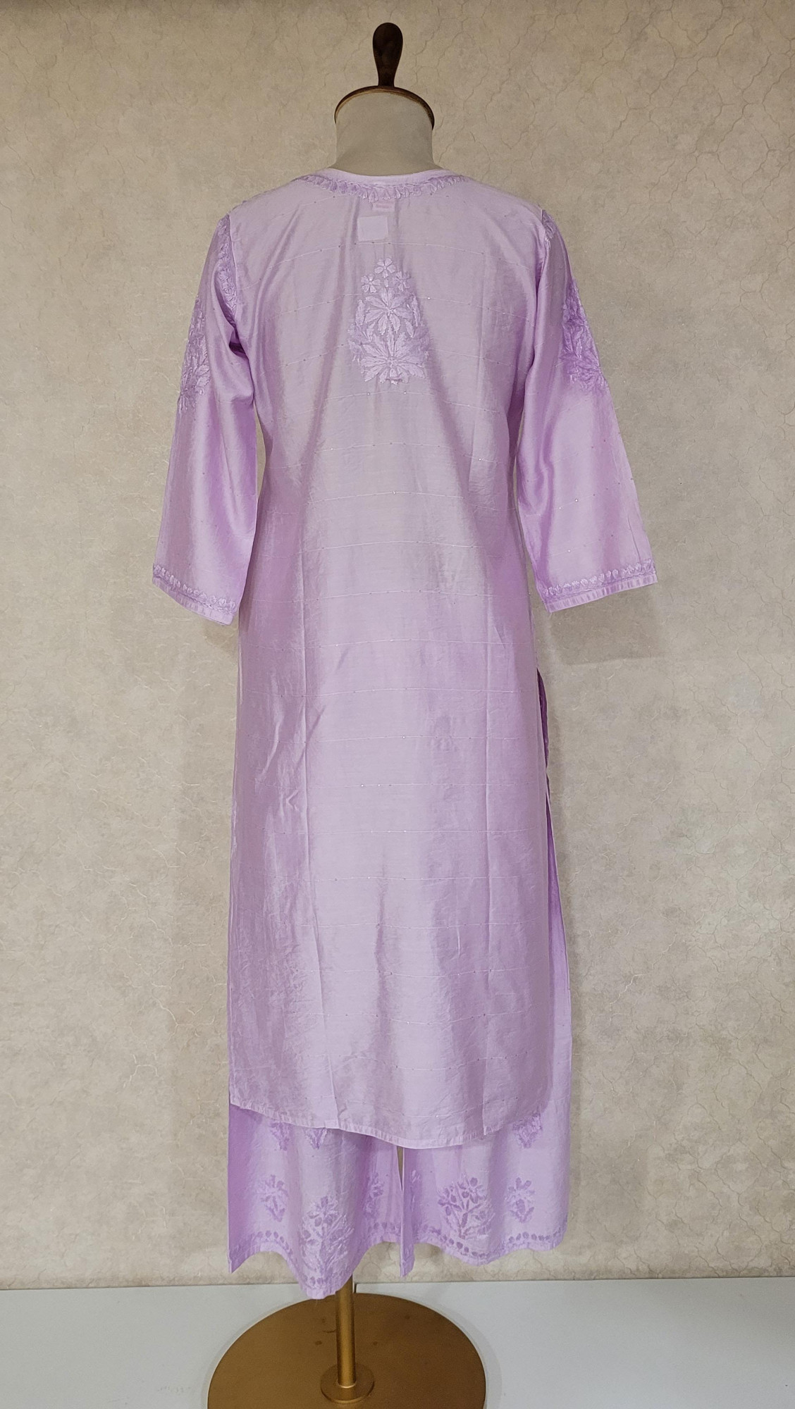 Lavender Chanderi Chikankari Kurta & Pant Set