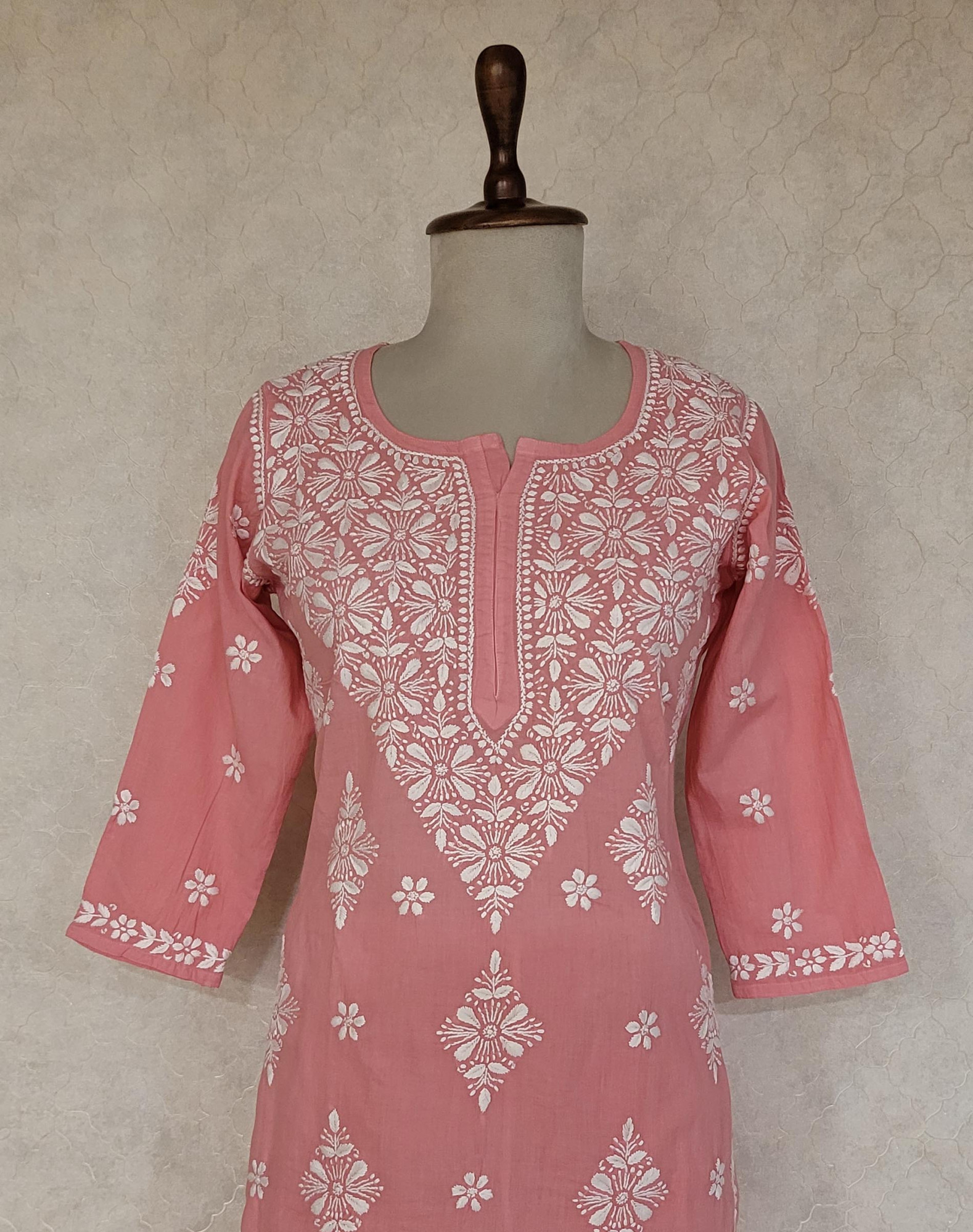 Dark Pink Cotton Chikankari Kurta & Pant Set