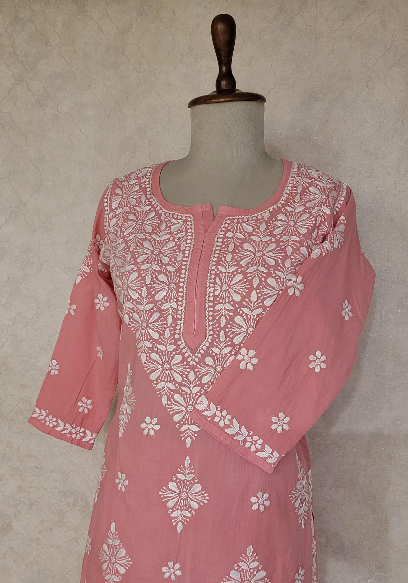 Dark Pink Cotton Chikankari Kurta & Pant Set