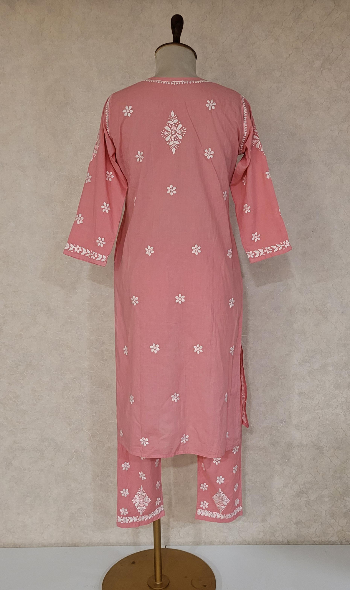 Dark Pink Cotton Chikankari Kurta & Pant Set