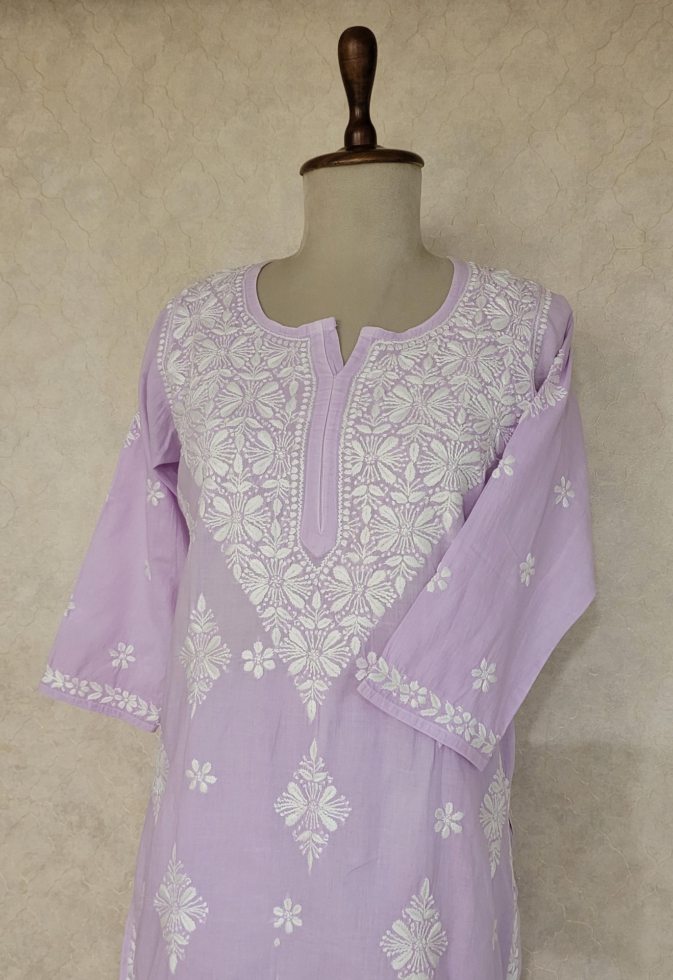 Lavender Cotton Chikankari Kurta & Pant Set