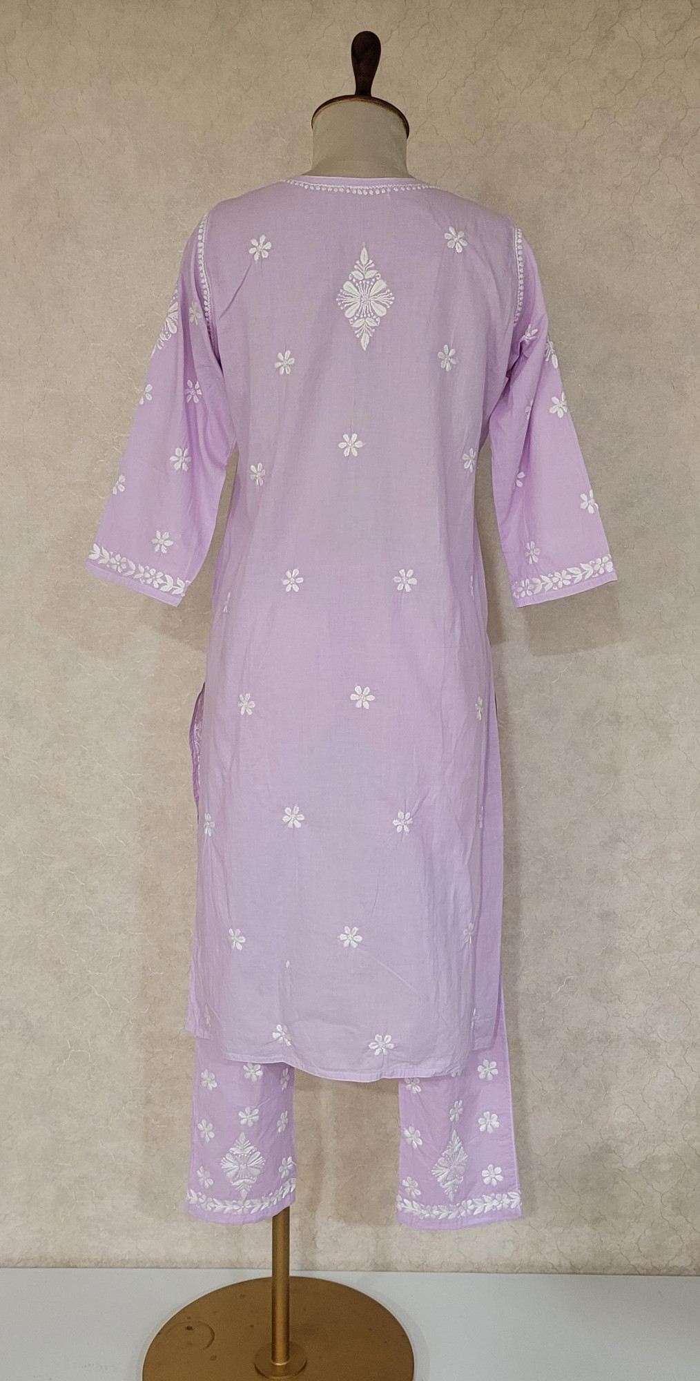 Lavender Cotton Chikankari Kurta & Pant Set
