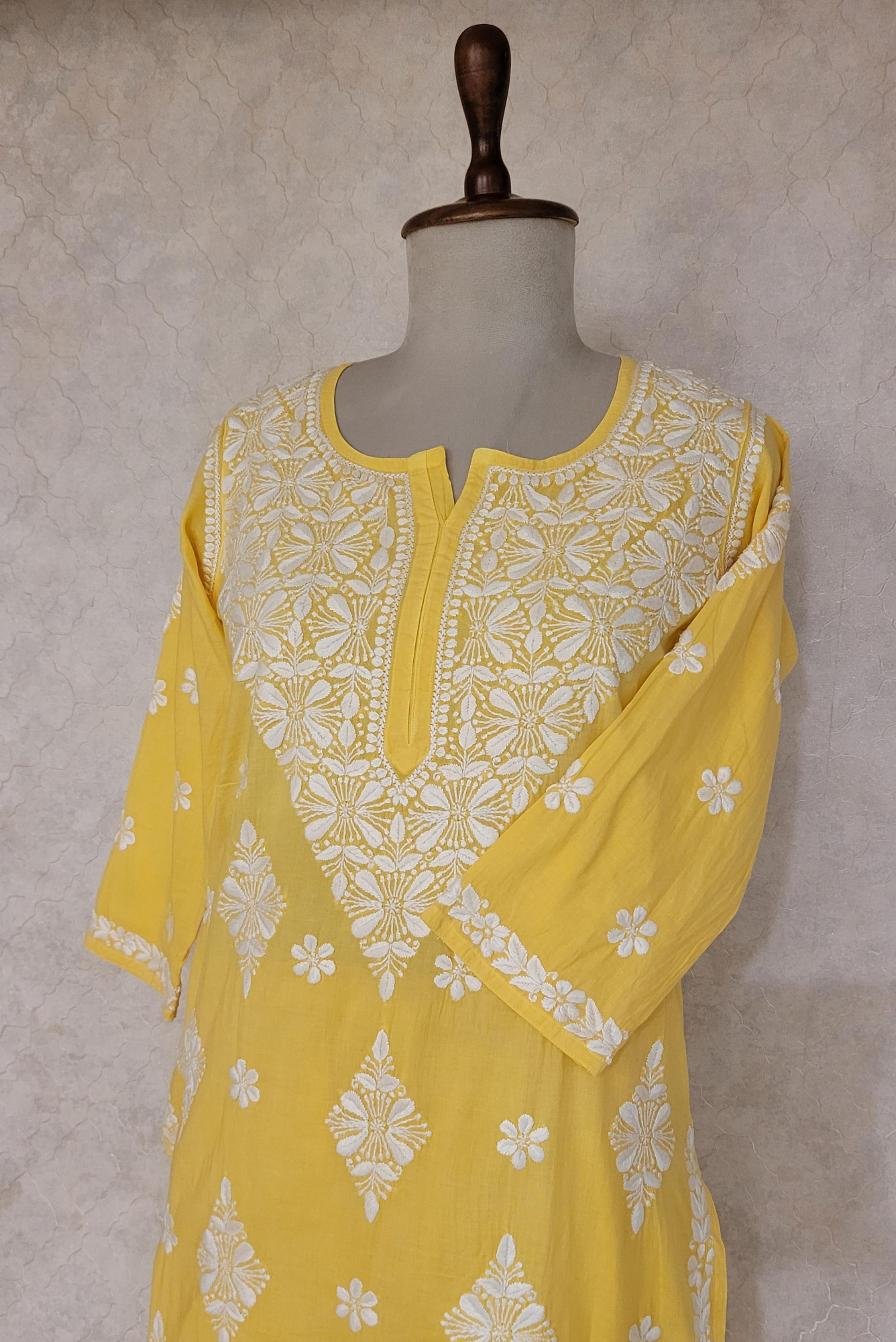 Yellow Cotton Chikankari Kurta & Pant Set