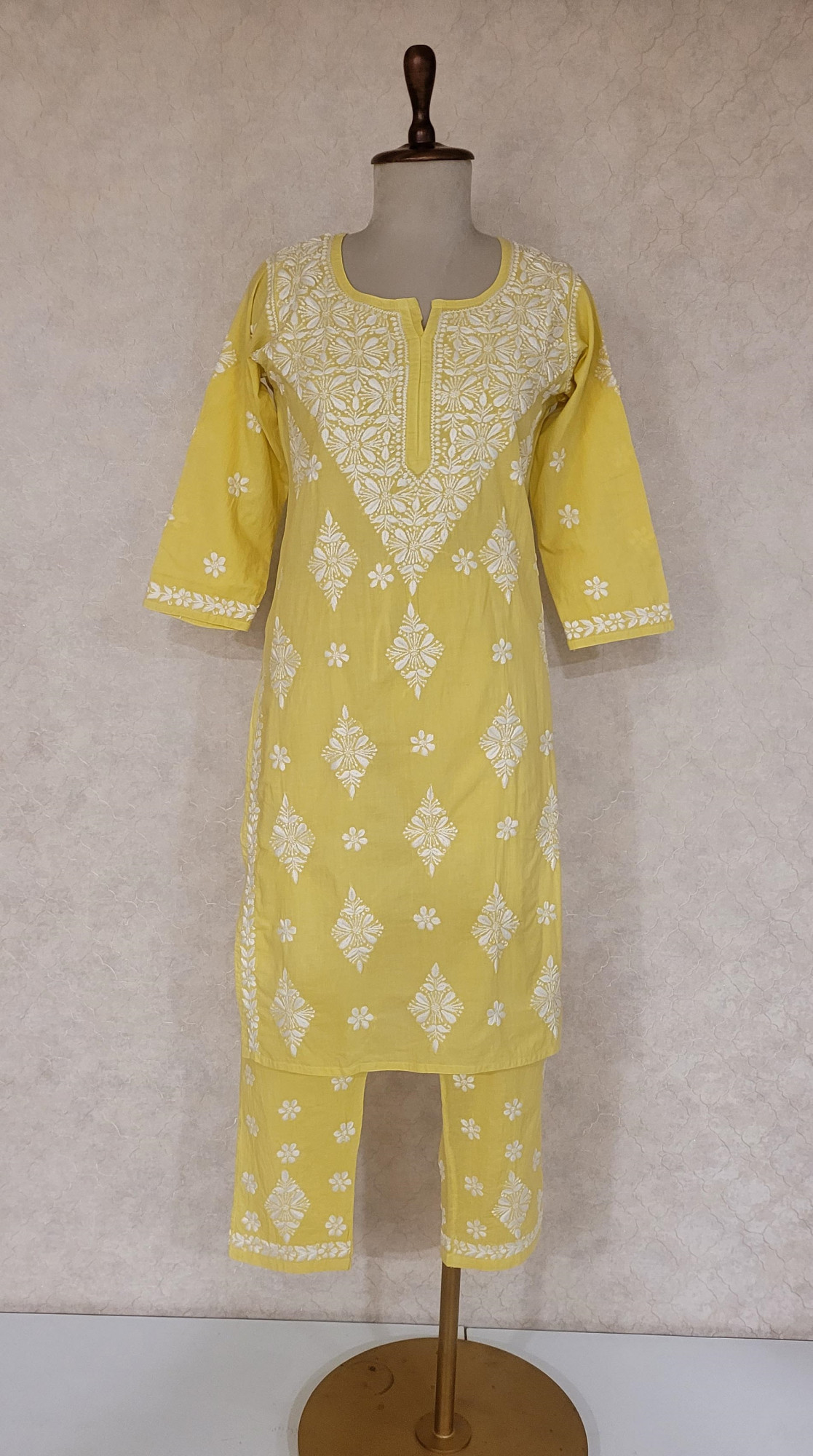 Neon Green Cotton Chikankari Kurta & Pant Set