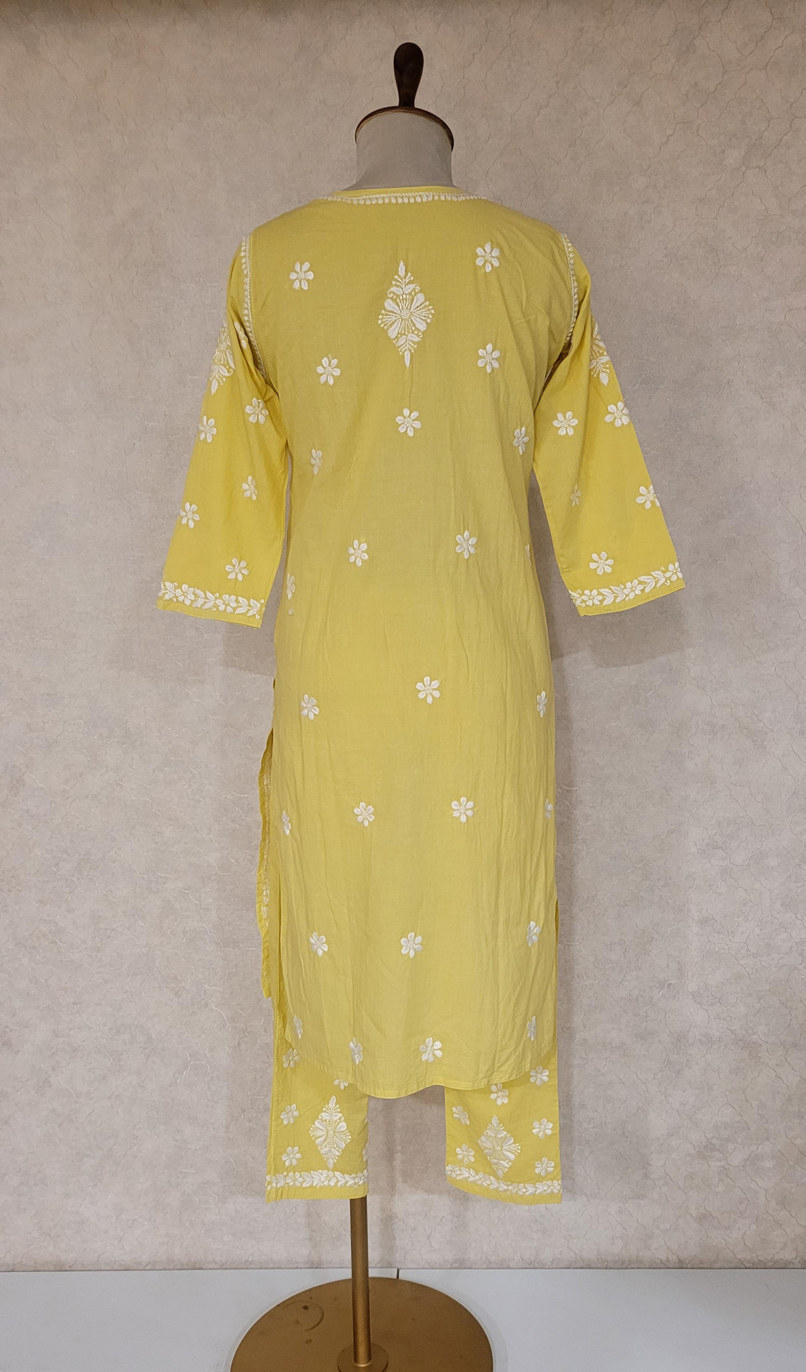 Neon Green Cotton Chikankari Kurta & Pant Set