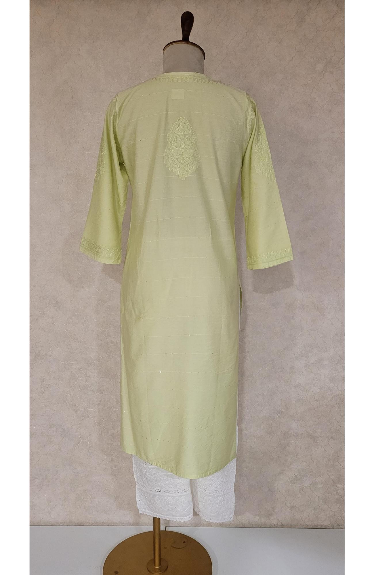Light Green Chanderi Sequence Chikankari Kurta