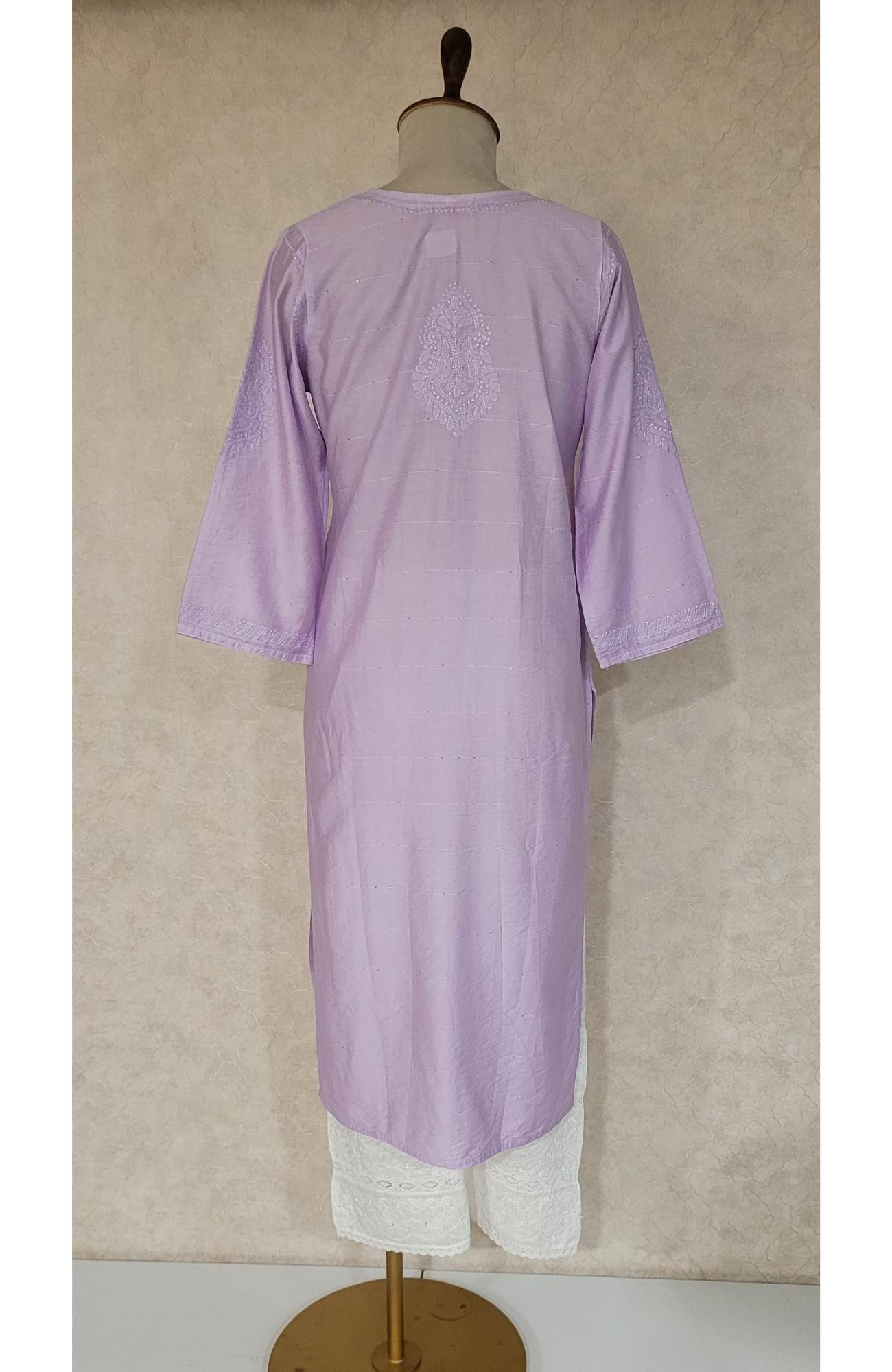 Lavenderi Chanderi Sequence Chikankari Kurta