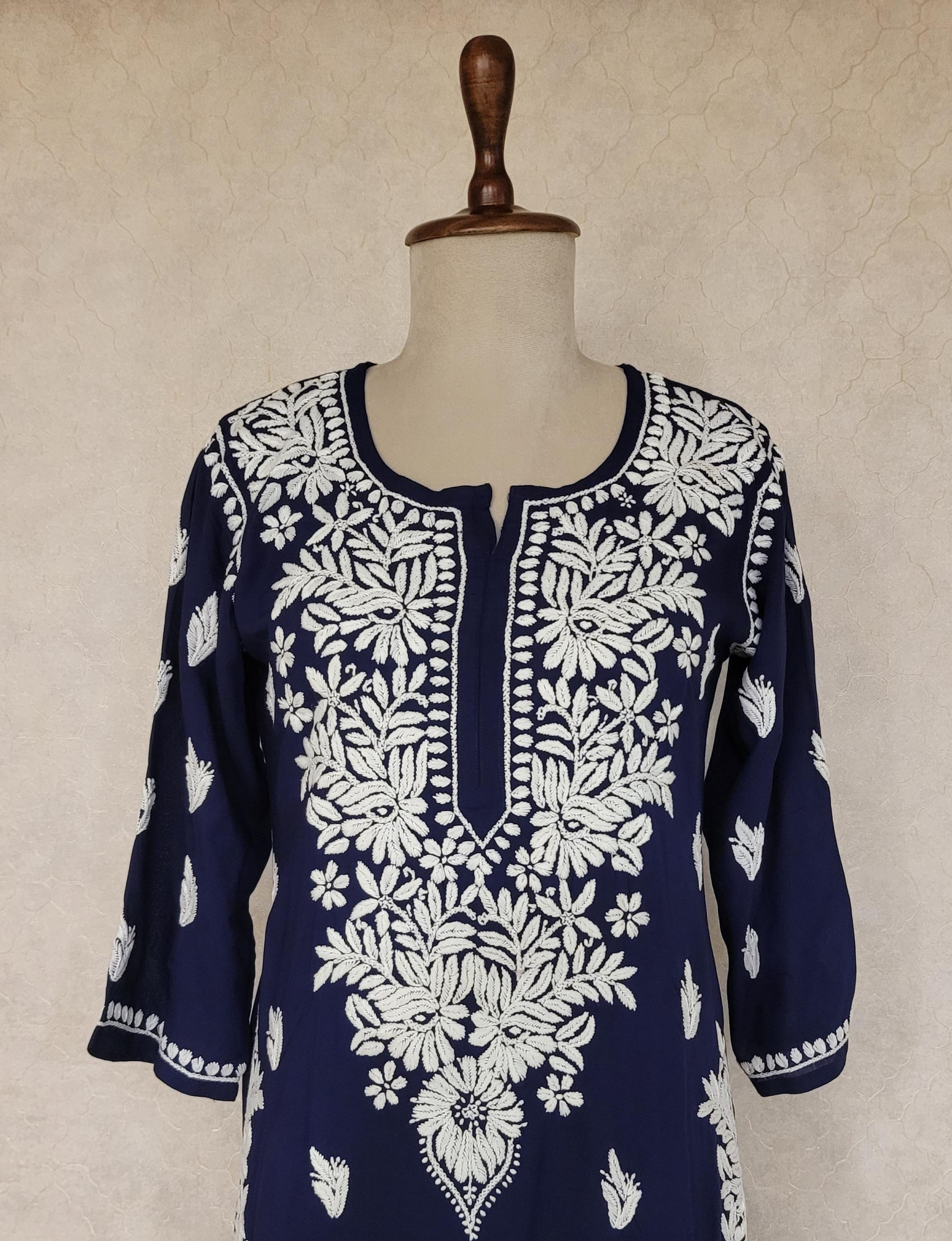 Navy Blue Modal Cotton Chikankari Kurta & Pant Set