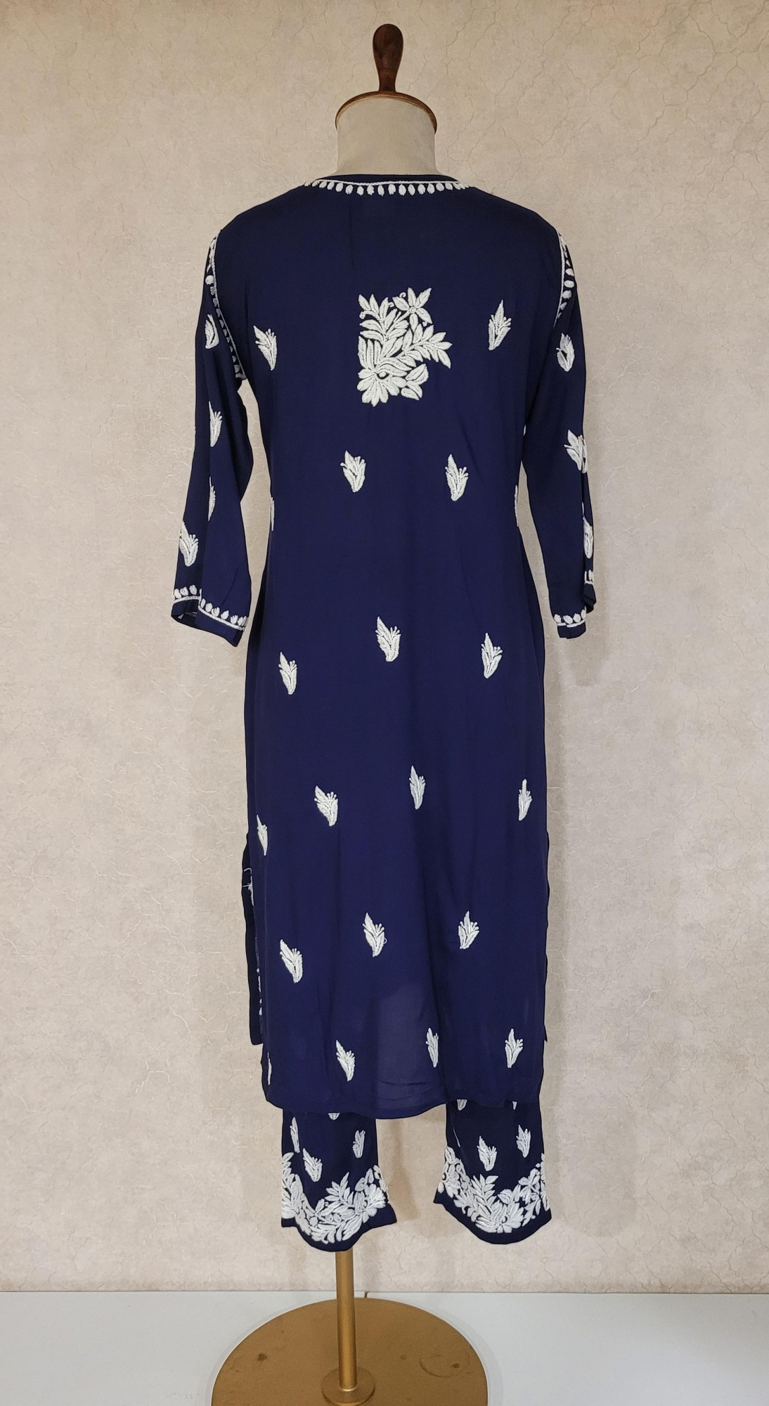Navy Blue Modal Cotton Chikankari Kurta & Pant Set