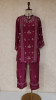 Deep Purple Satin Chikankari Cord Set