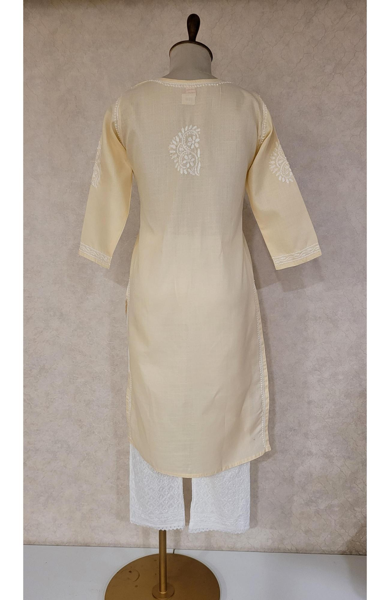 Light Cream Slub Cotton Chikankari Kurta