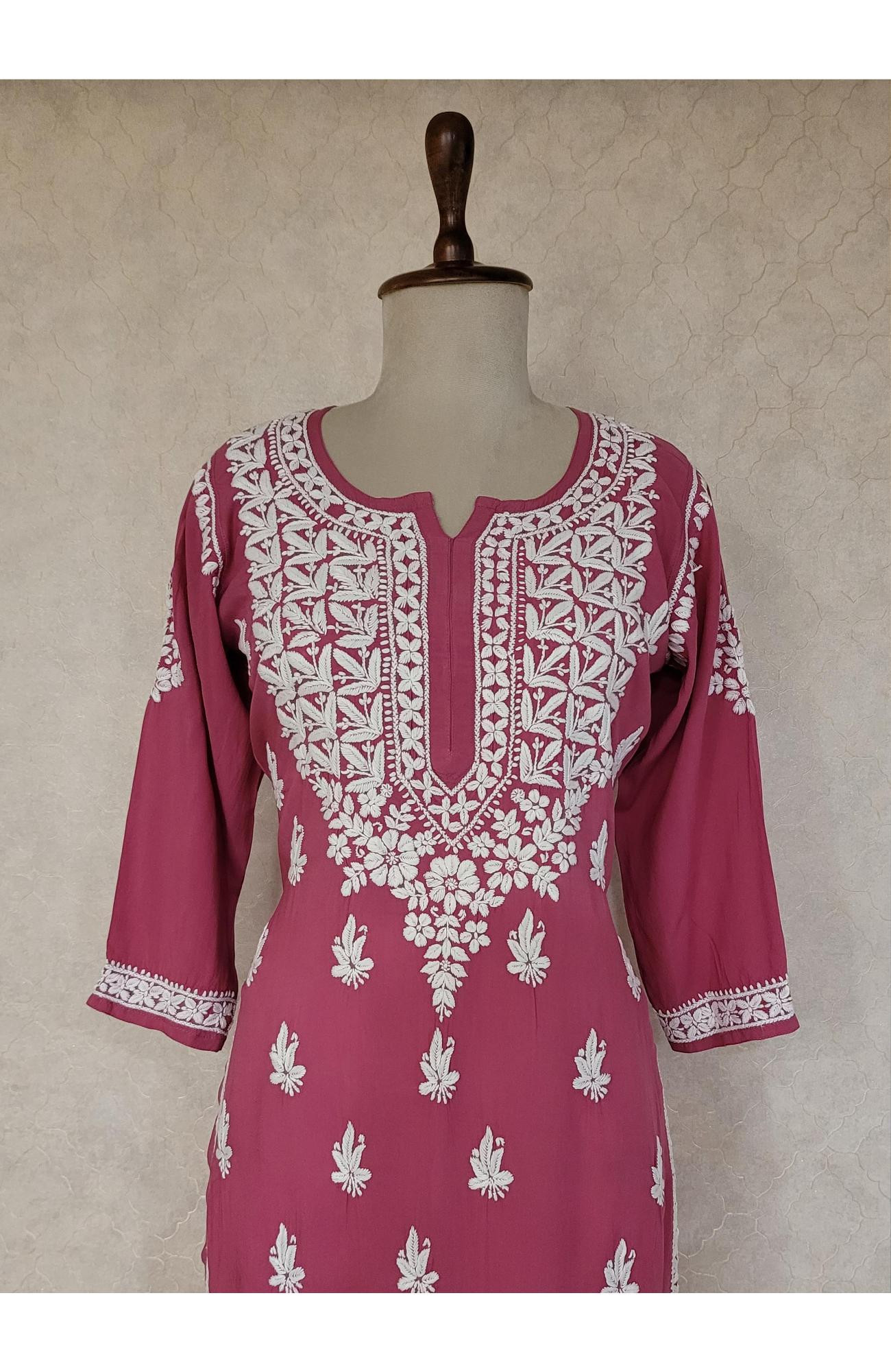 Magenta Modal Chikankari Kurta