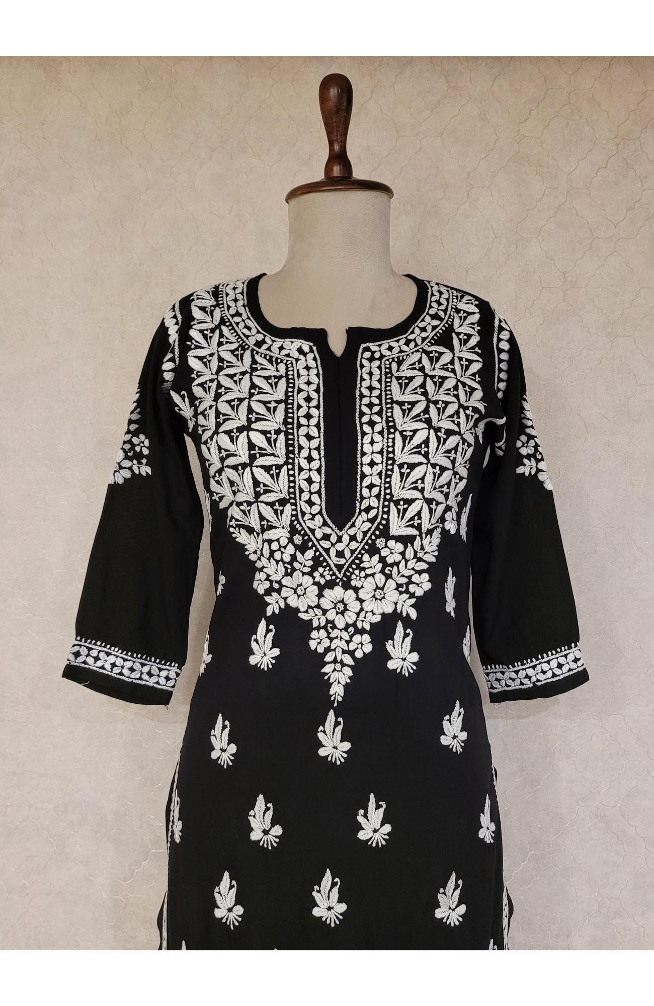 Black Modal Chikankari Kurta