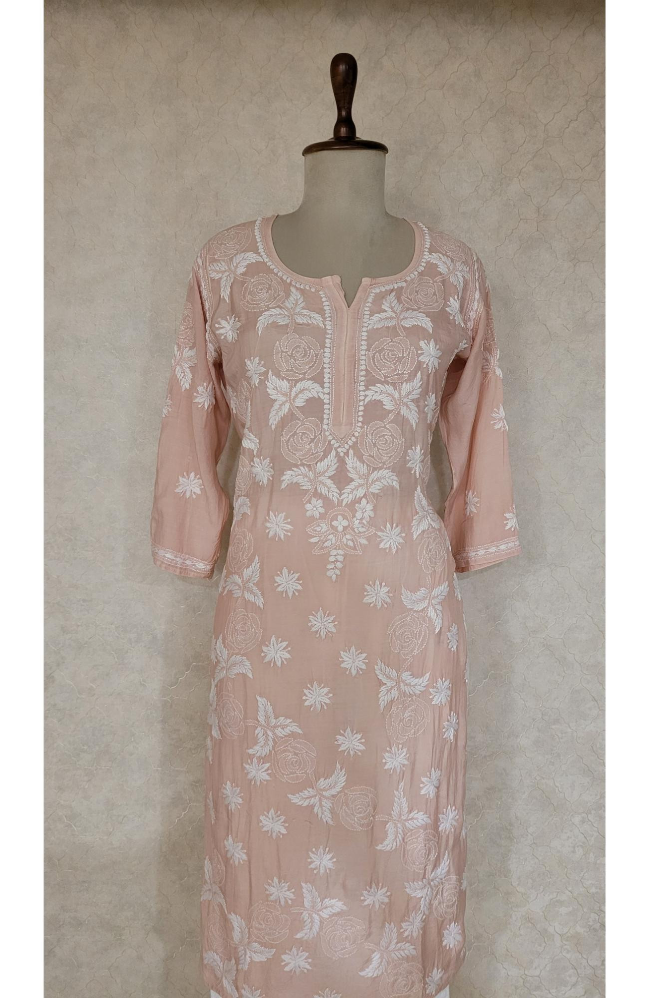 Beige Muslin Chikankari Kurta
