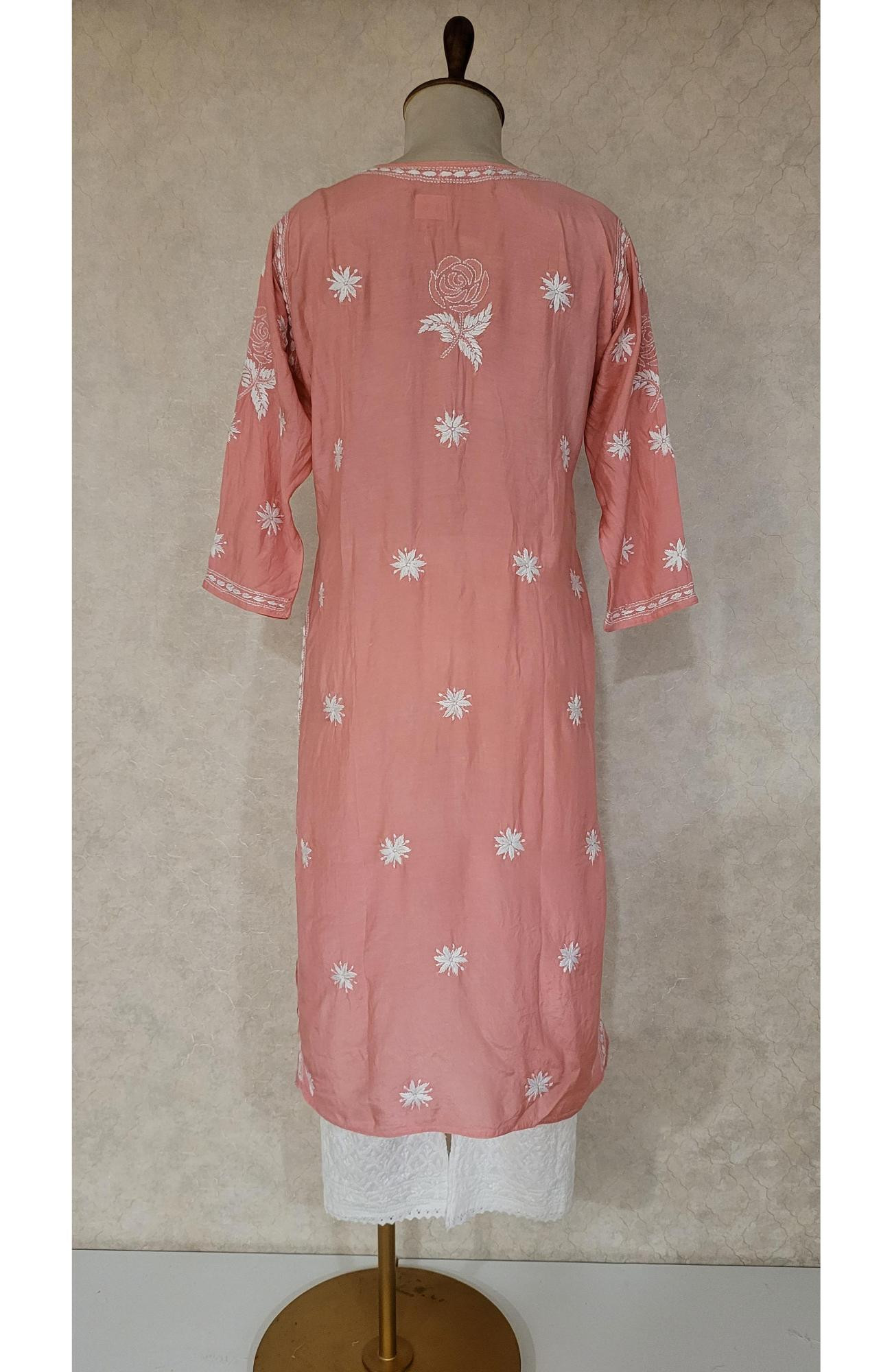Pink Muslin Chikankari Kurta