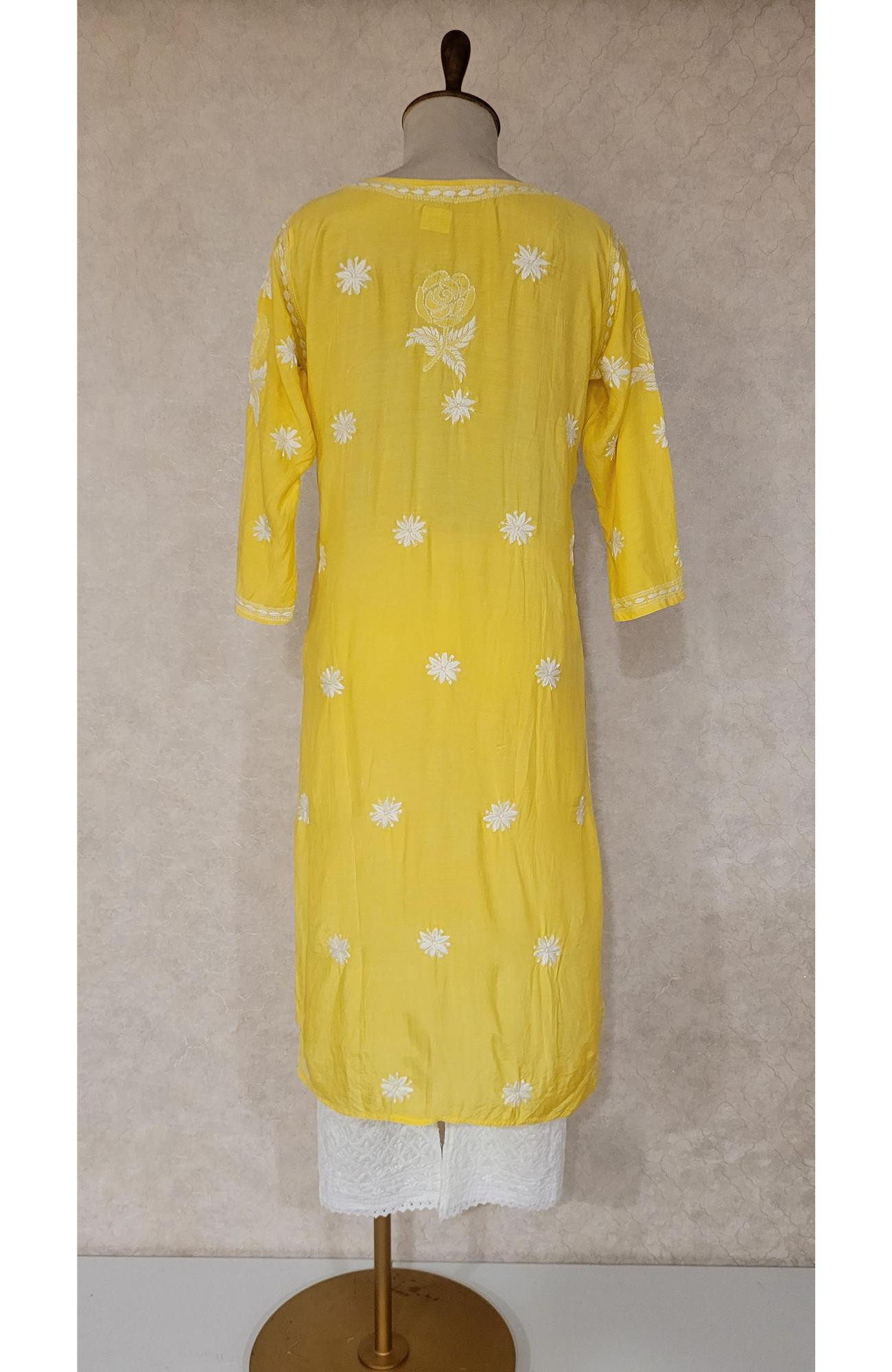 Yellow Muslin Chikankari Kurta