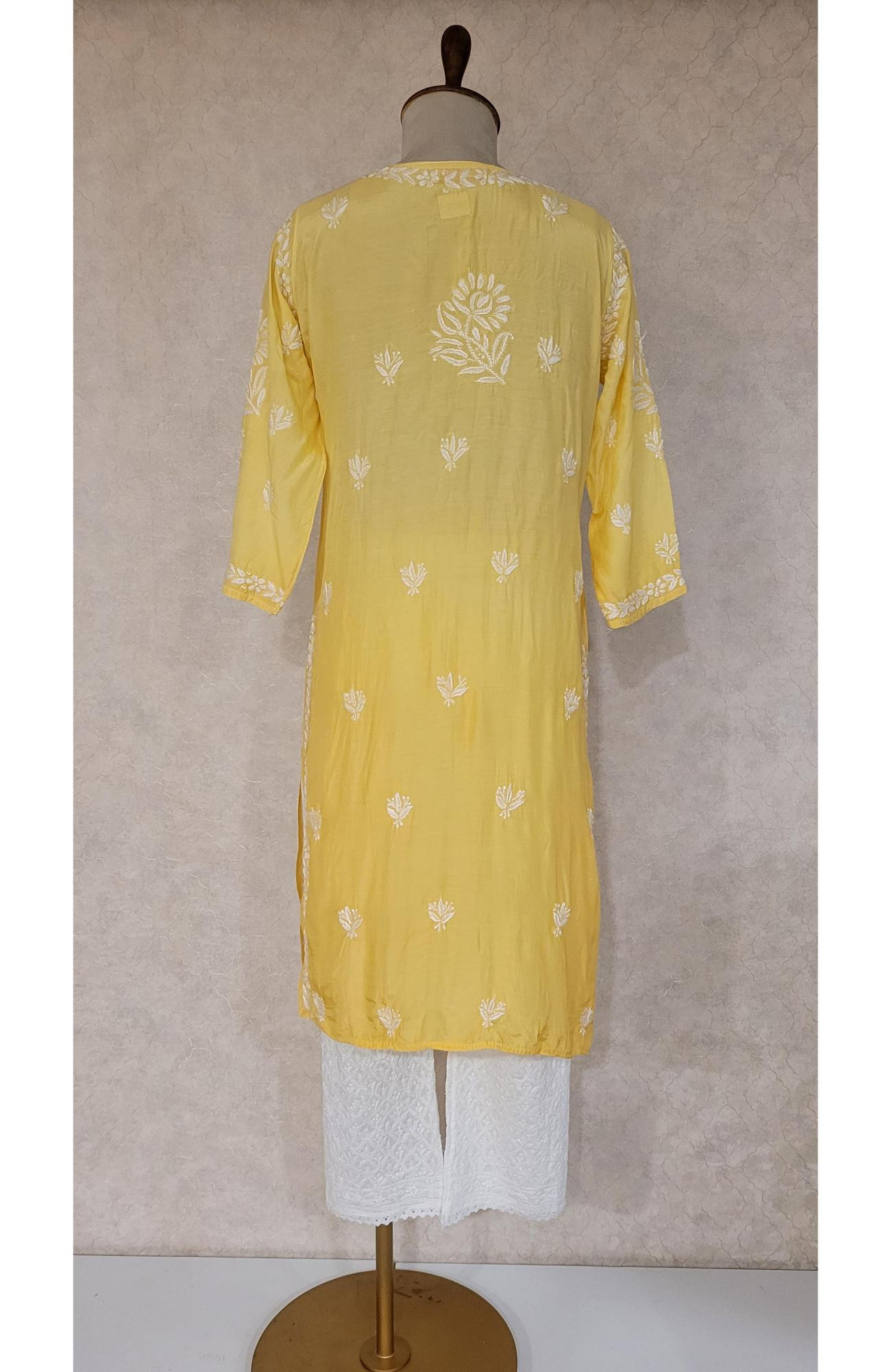 Yellow Muslin Chikankari Kurta