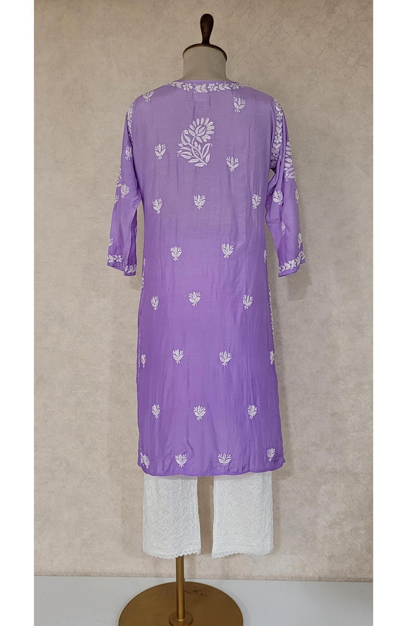 Purple Ombre Muslin Chikankari Kurta