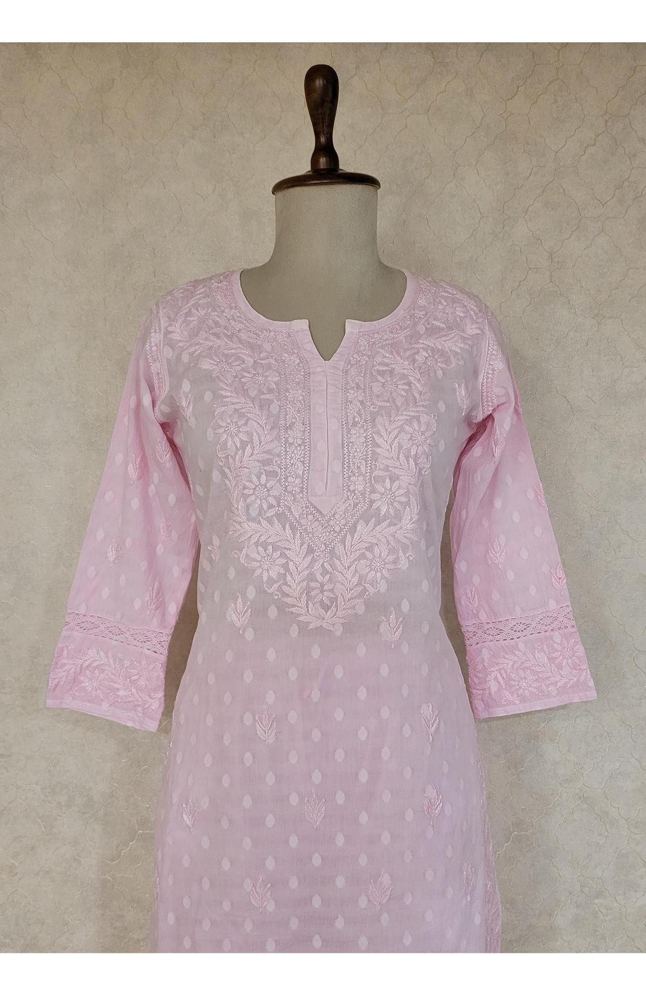 Baby Pink Mul Cotton Chikankari Kurta & Pant Set