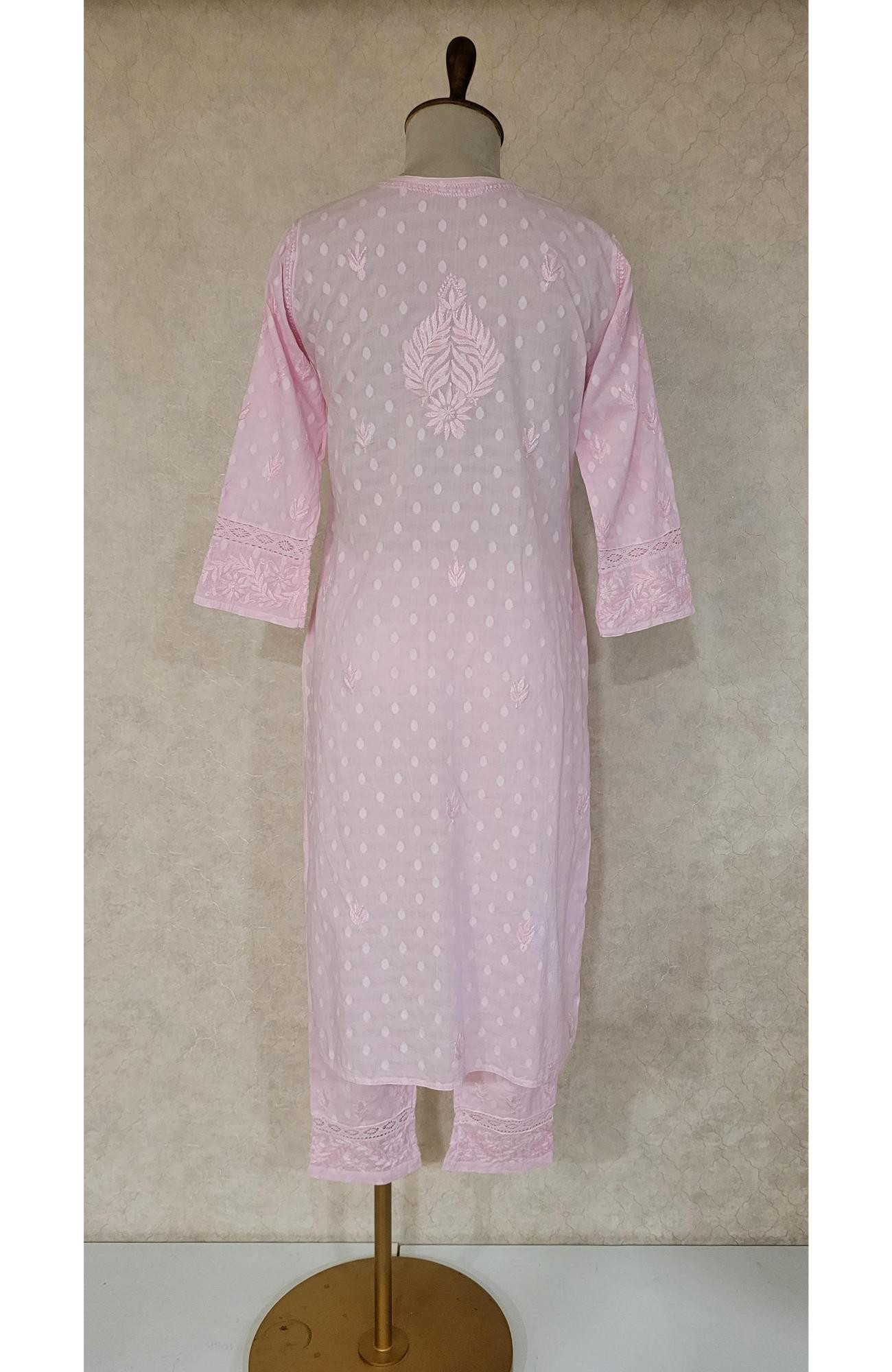 Baby Pink Mul Cotton Chikankari Kurta & Pant Set