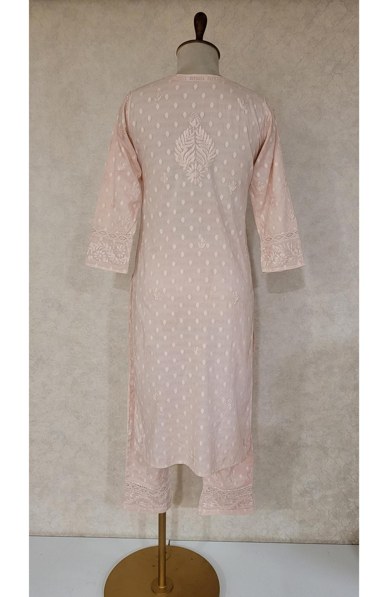 Pink Chanderi Silk Chikankari Saree