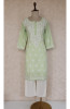 Green Khadi Cotton Chikankari Kurta