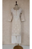 Beige Khadi Cotton Chikankari Kurta