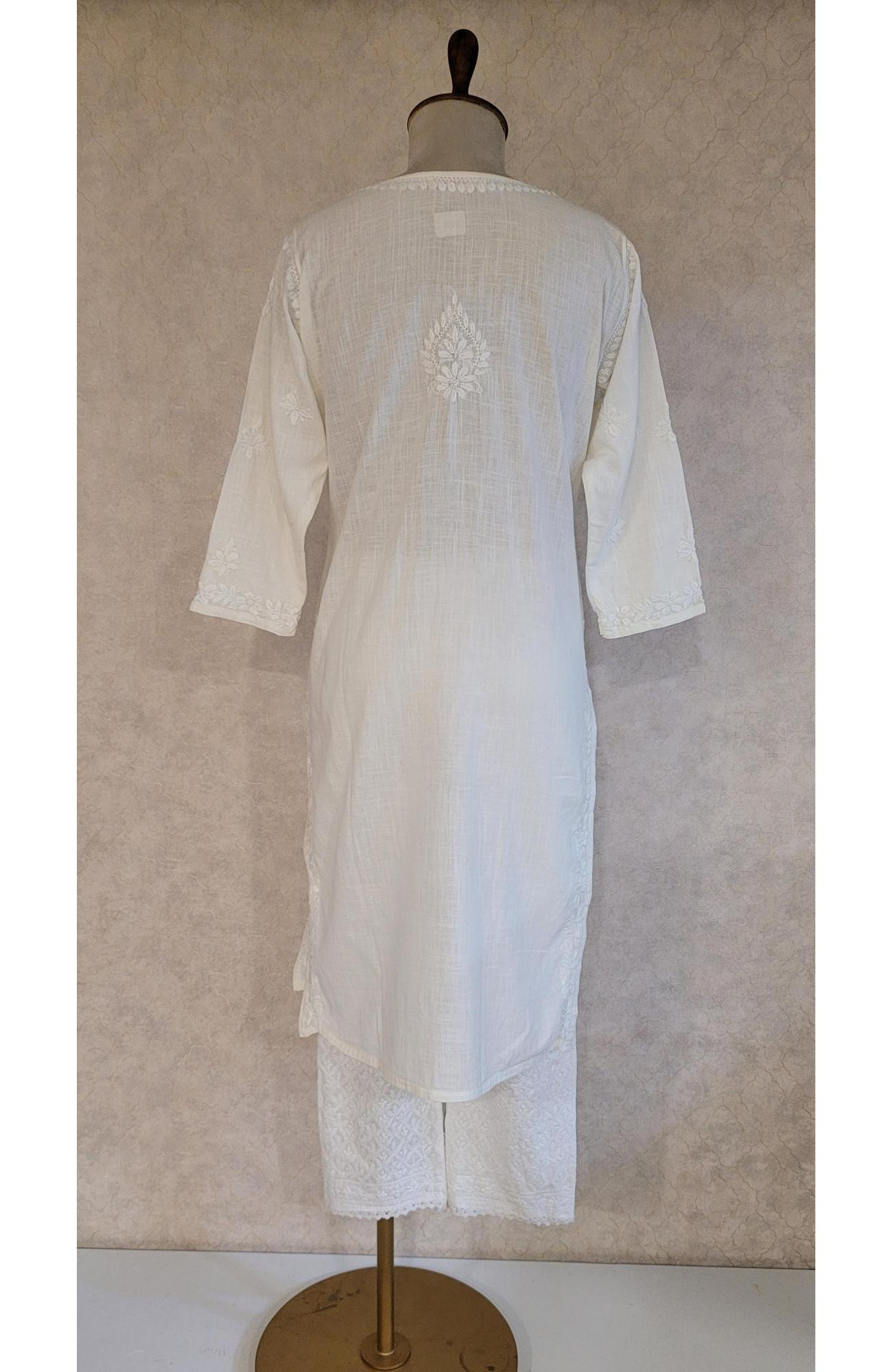Off White Khadi Cotton Chikankari Kurta