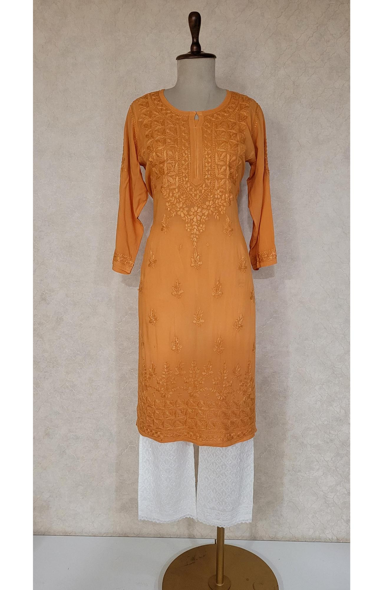 Orange Modal Chikankari Kurta