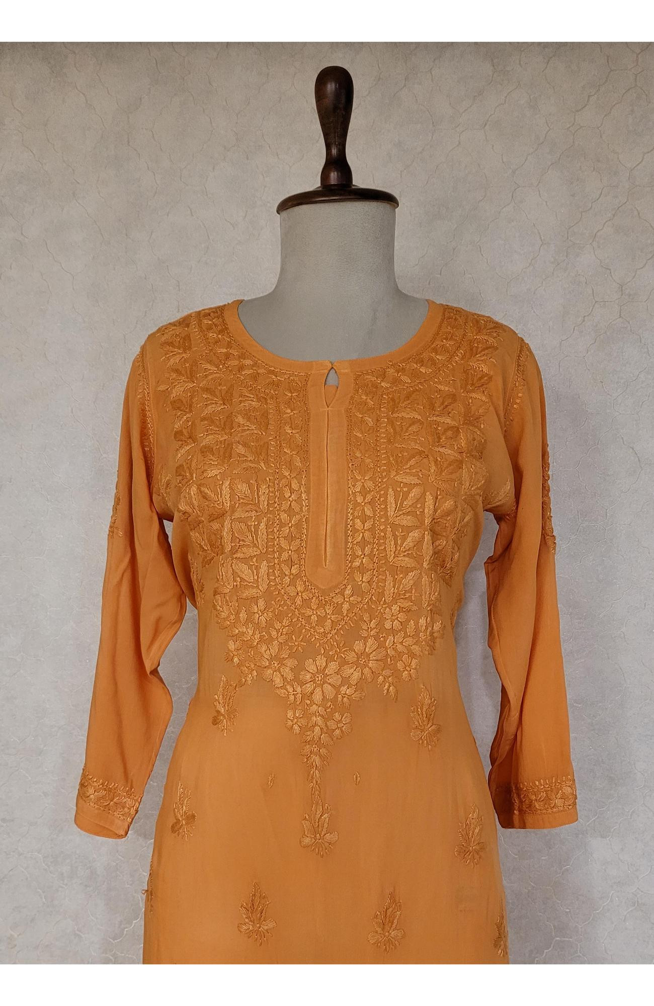 Orange Modal Chikankari Kurta