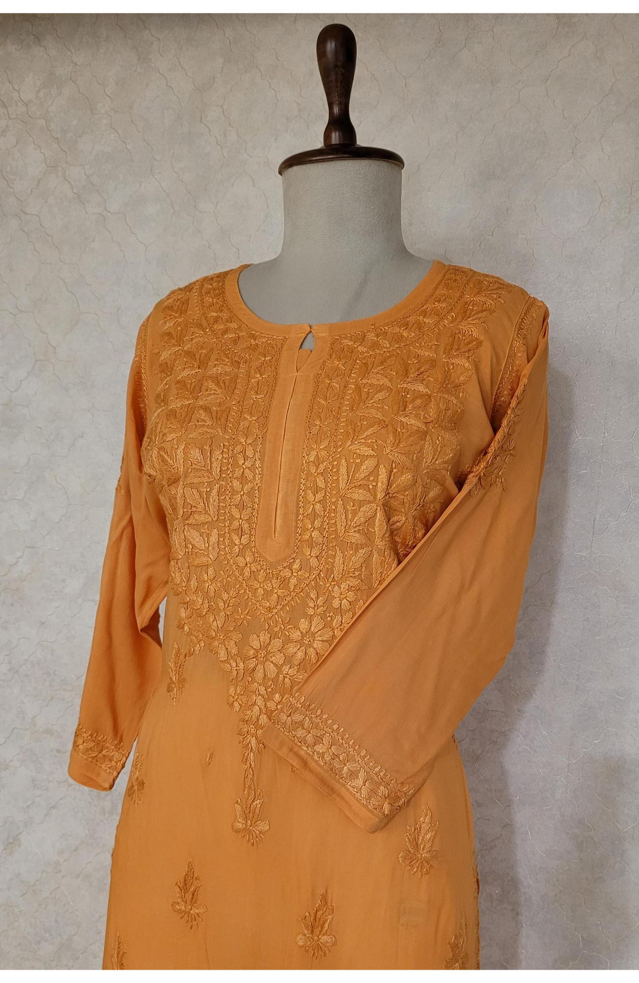 Orange Modal Chikankari Kurta