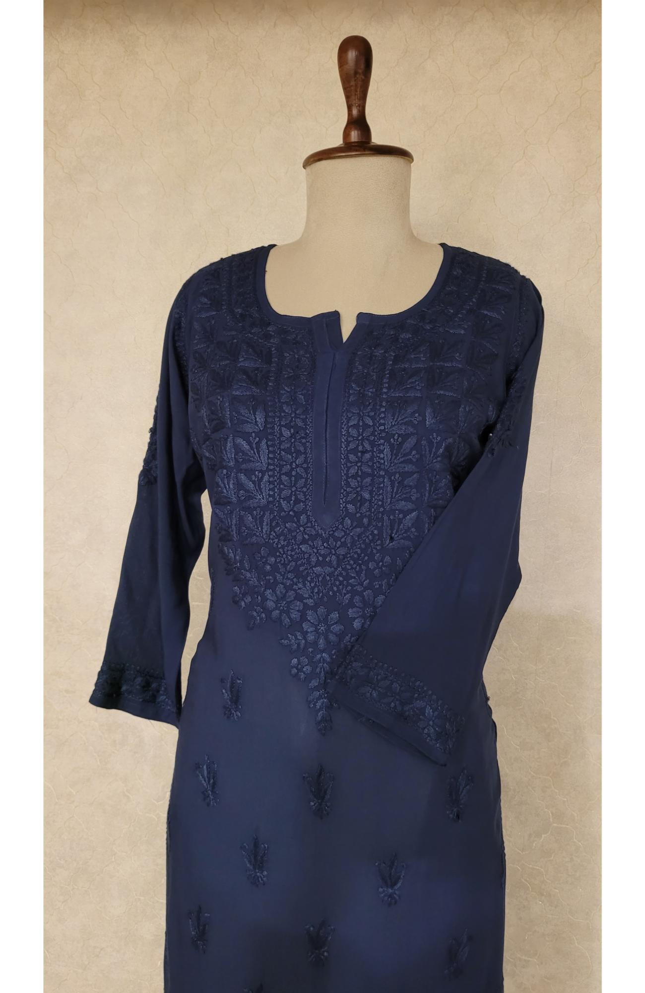 Navy Blue Modal Chikankari Kurta