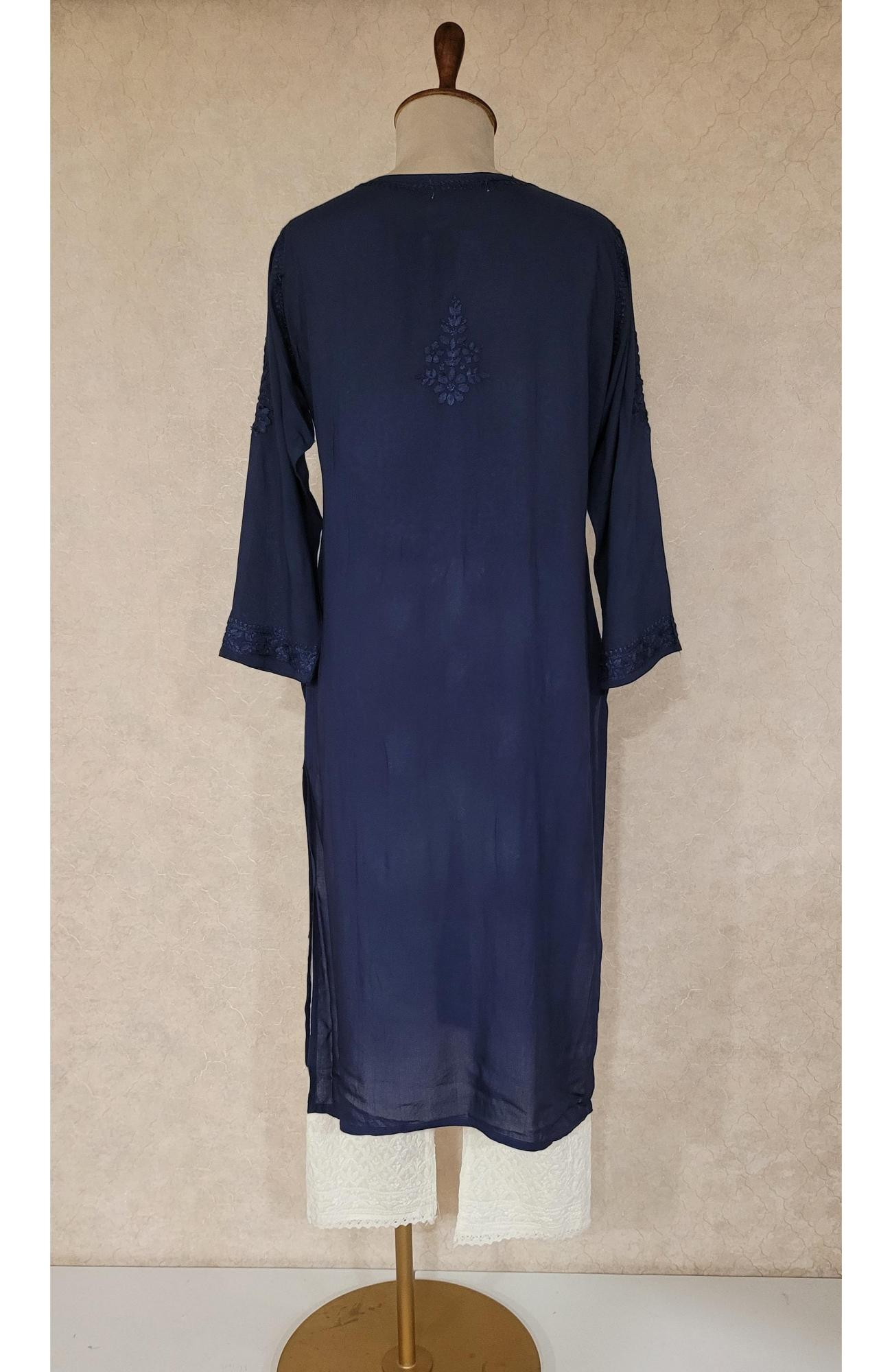 Navy Blue Modal Chikankari Kurta