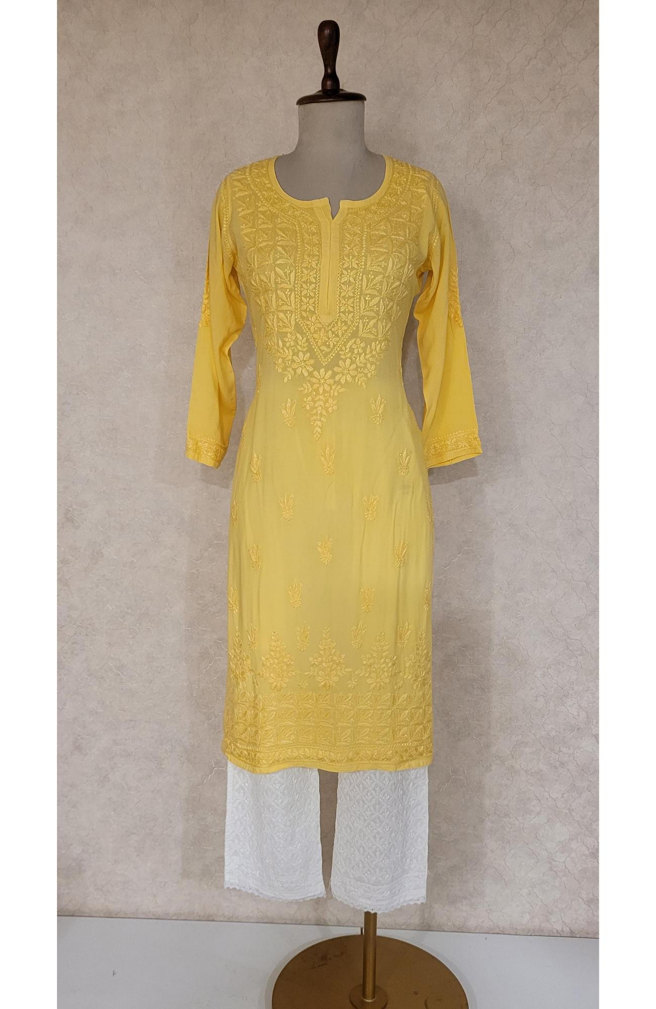 Yellow Modal Chikankari Kurta