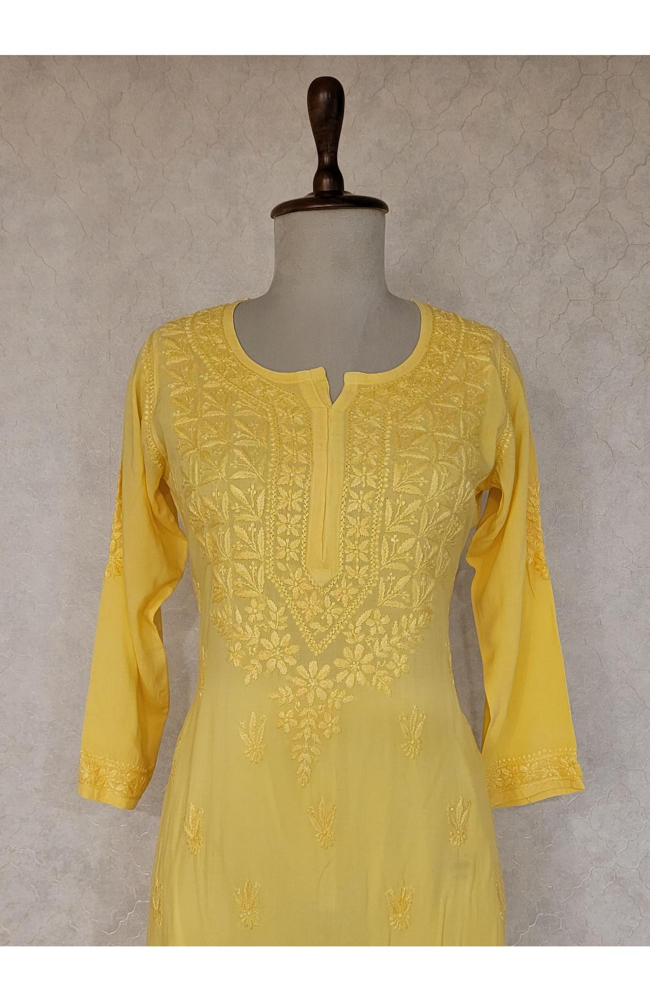 Yellow Modal Chikankari Kurta