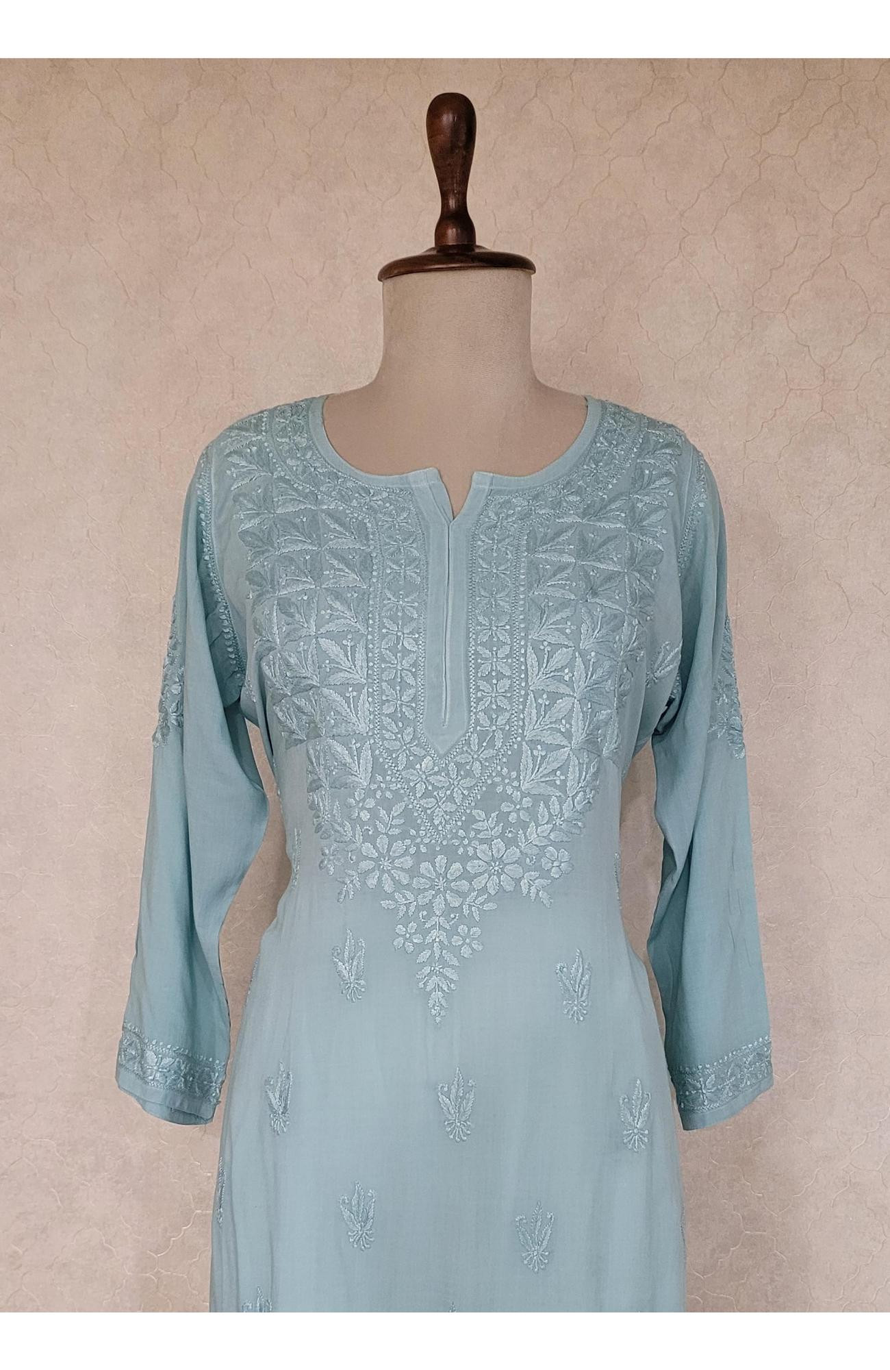 Grey Modal Chikankari Kurta