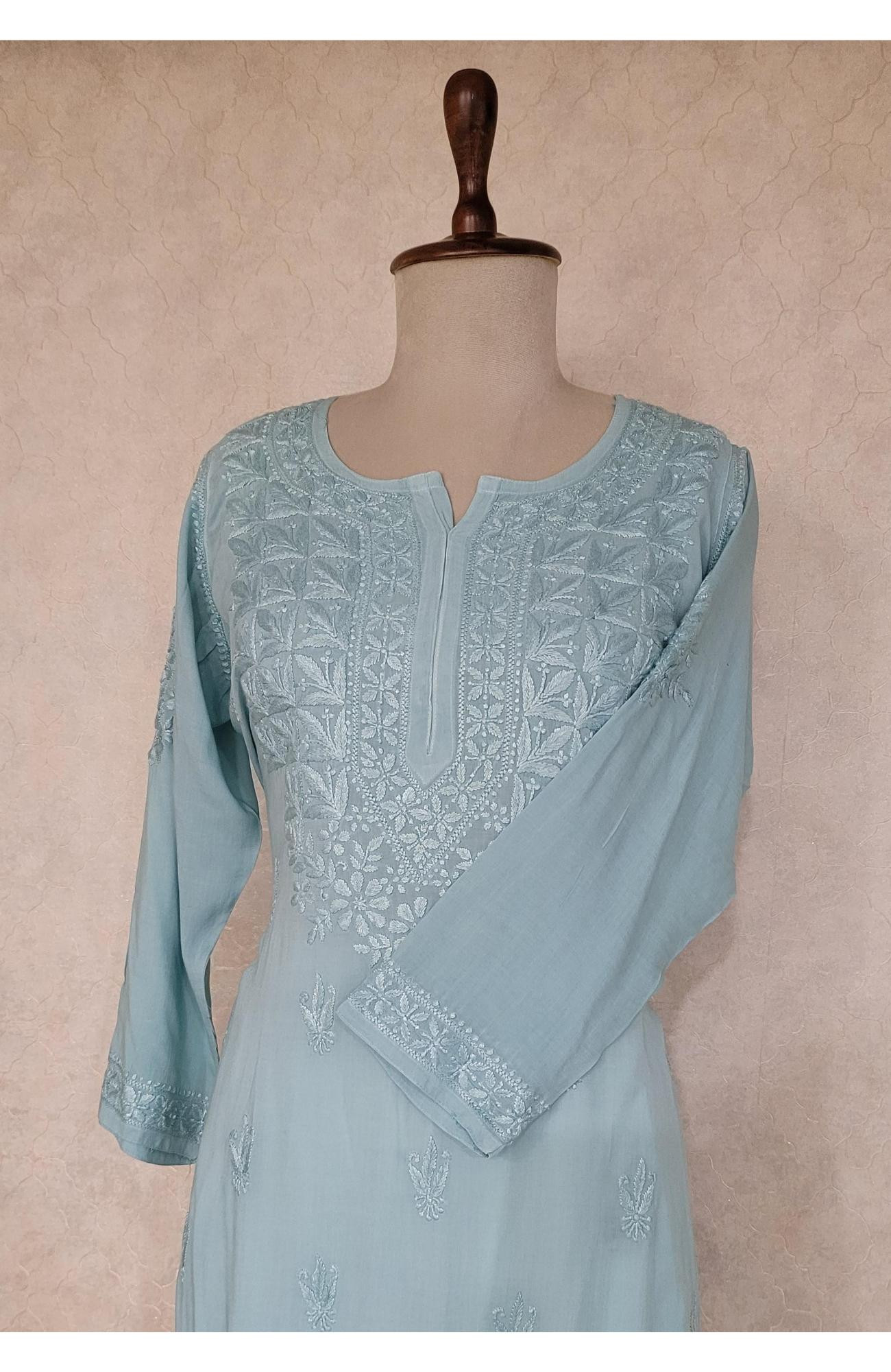 Grey Modal Chikankari Kurta