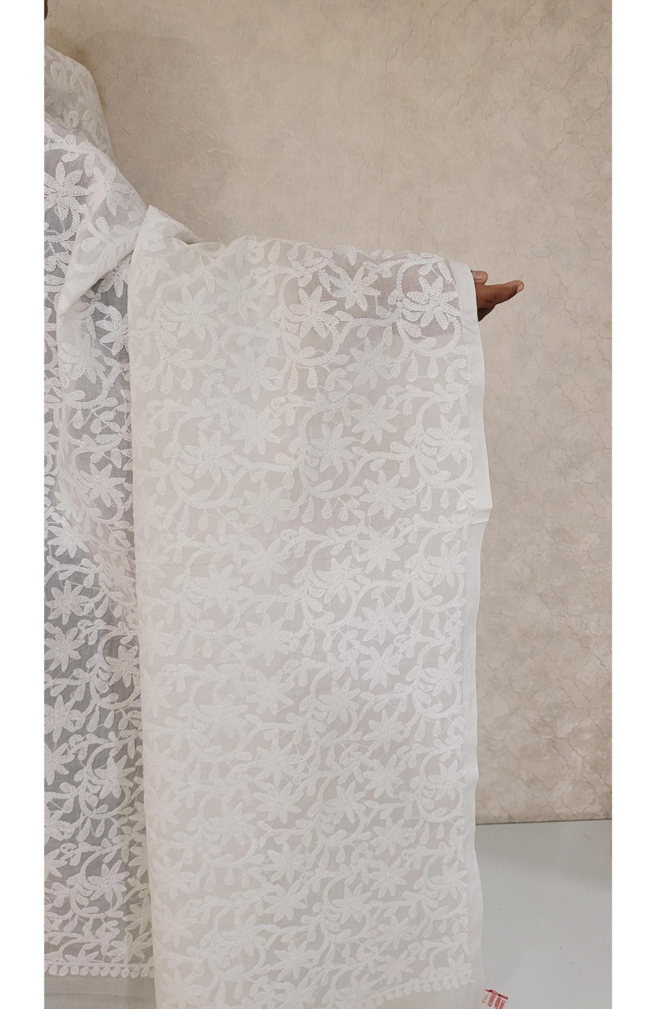 White Cotton Chikankari Dupatta