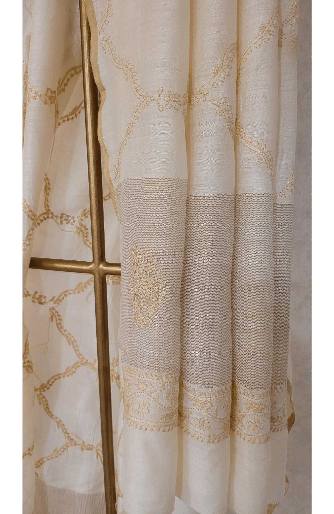 Beige Moonga Slik Chikankari Dupatta