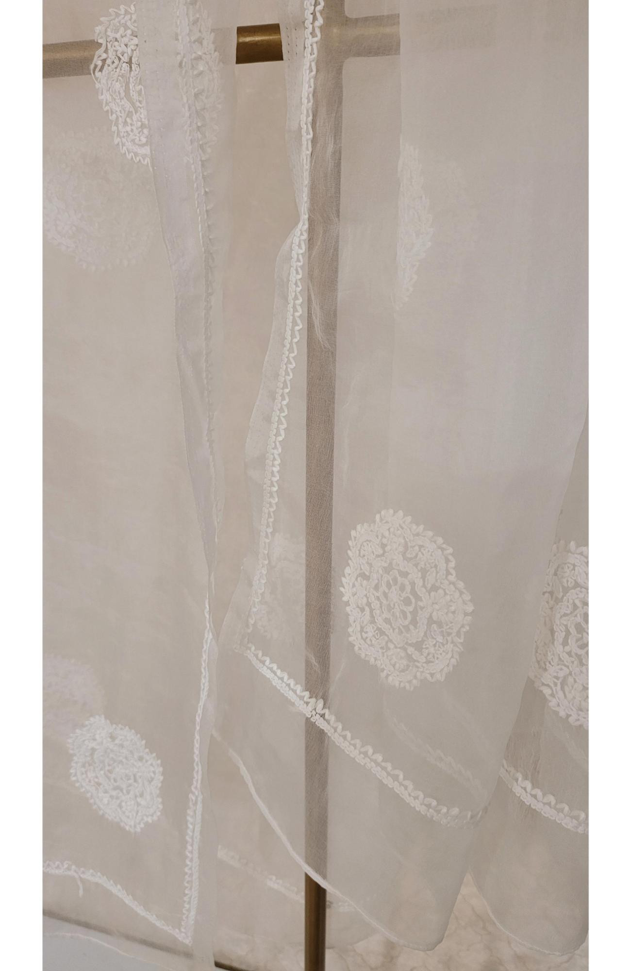 Off-white Organza Chikankari Dupatta