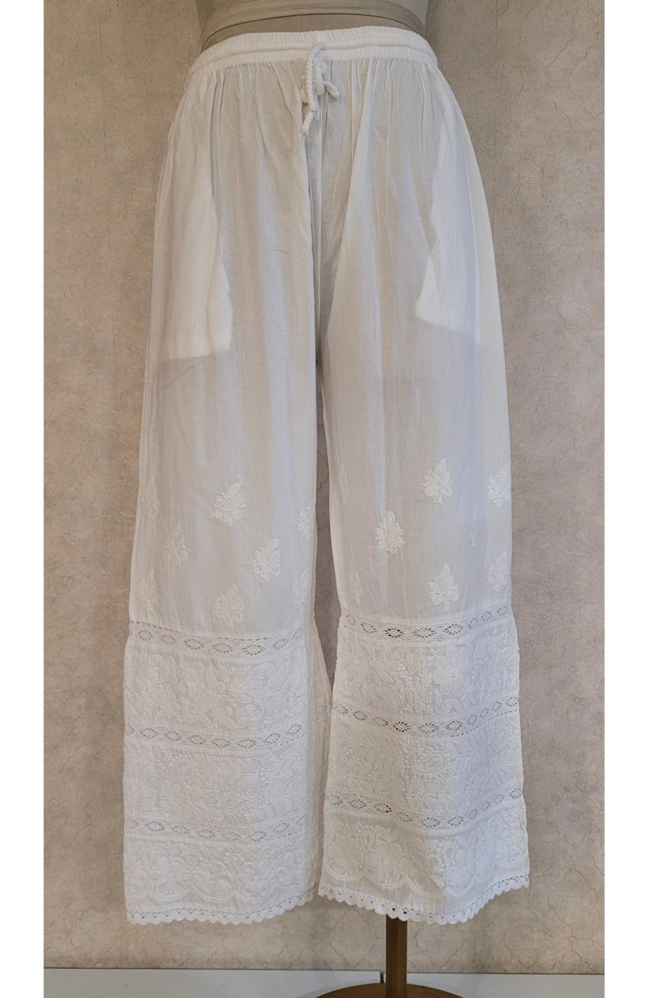 White Cotton Chikankari Palazo