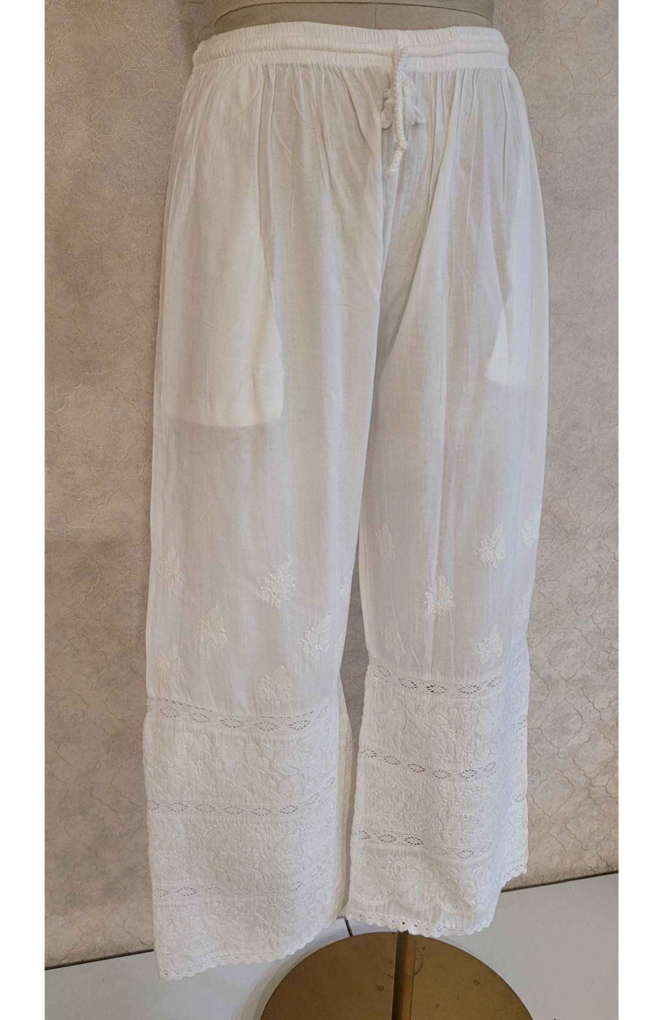 White Cotton Chikankari Palazo
