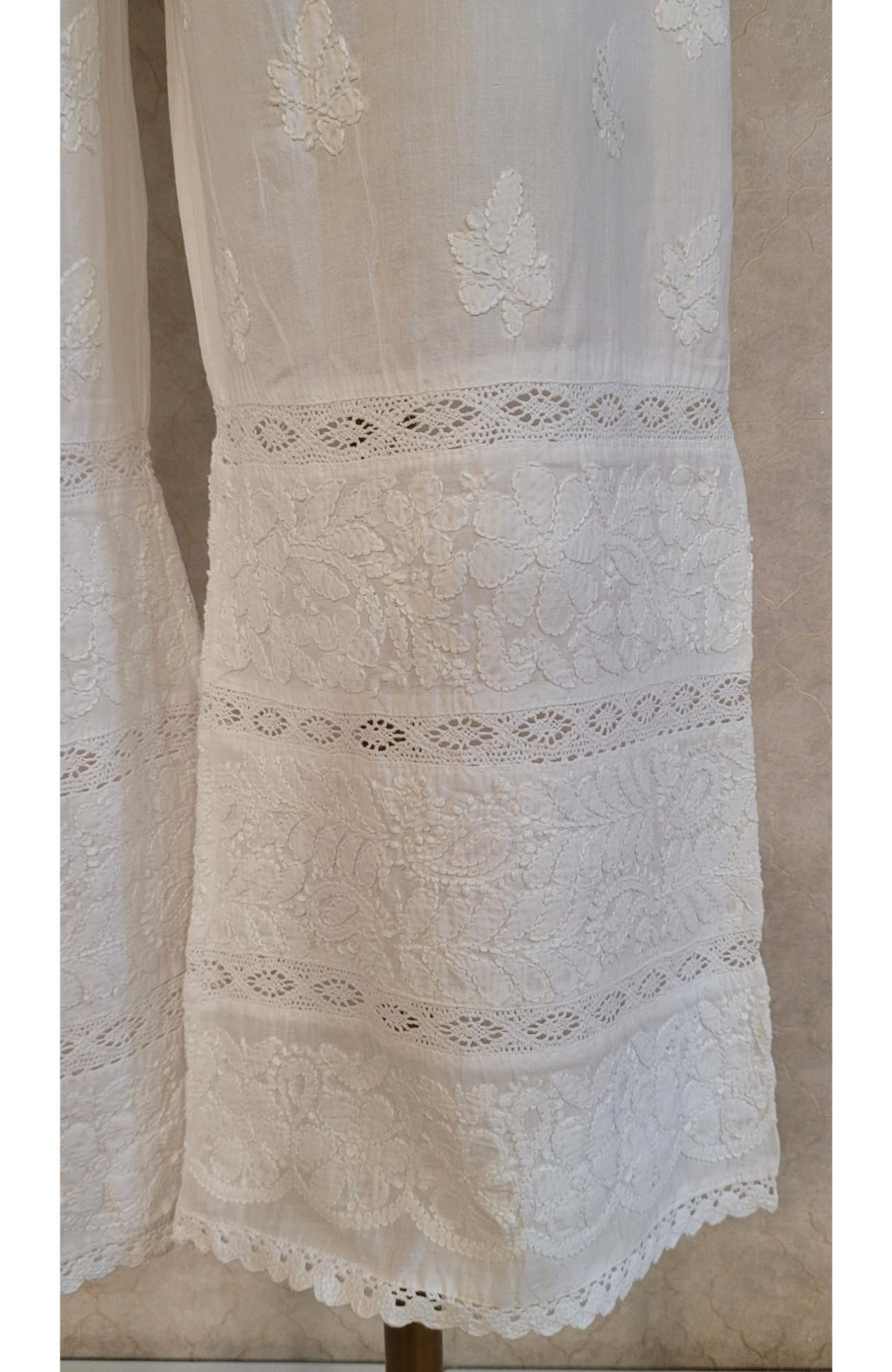 White Cotton Chikankari Palazo
