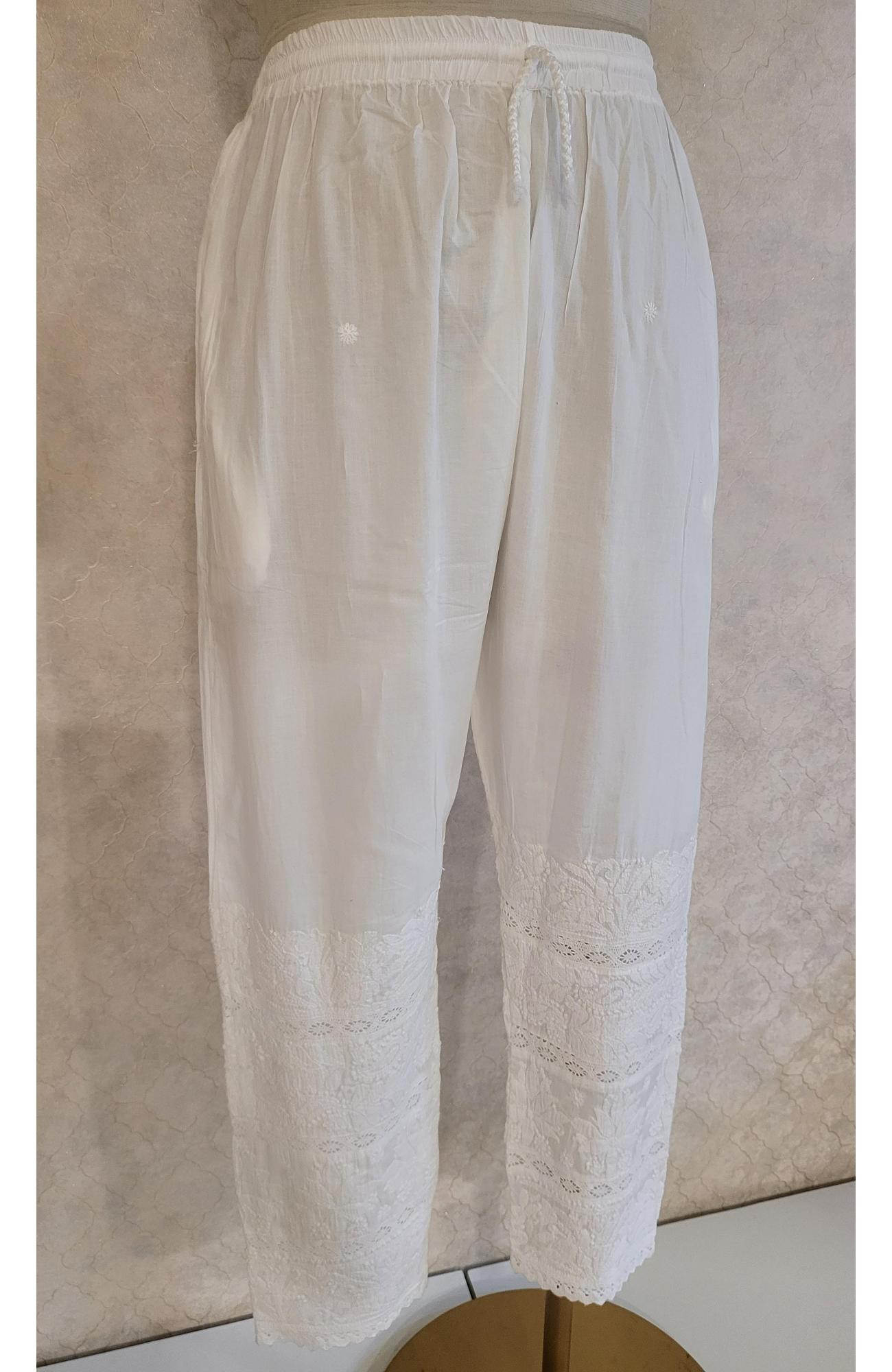 White Cotton Chikankari Pant
