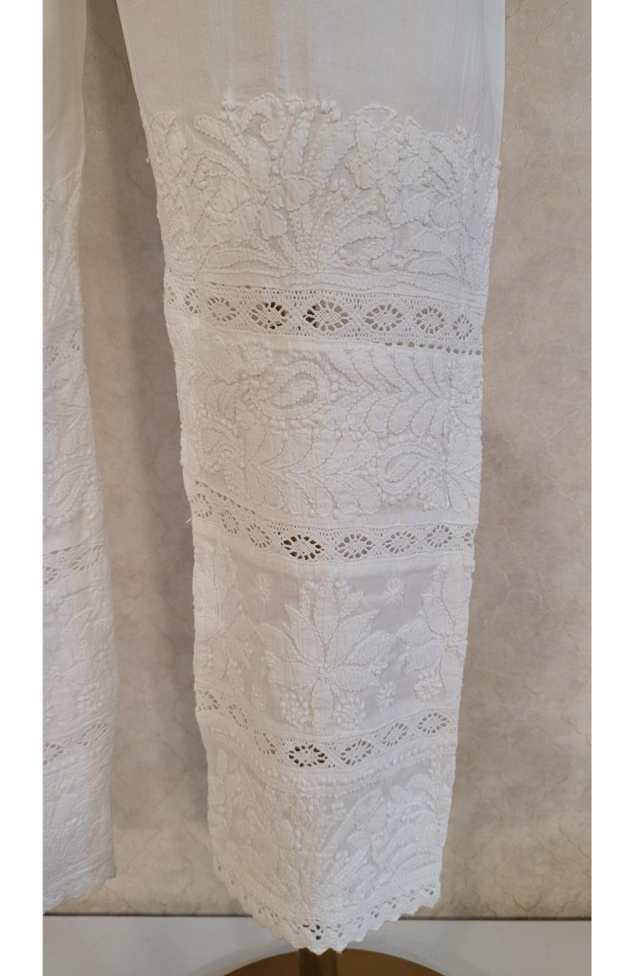 White Cotton Chikankari Pant